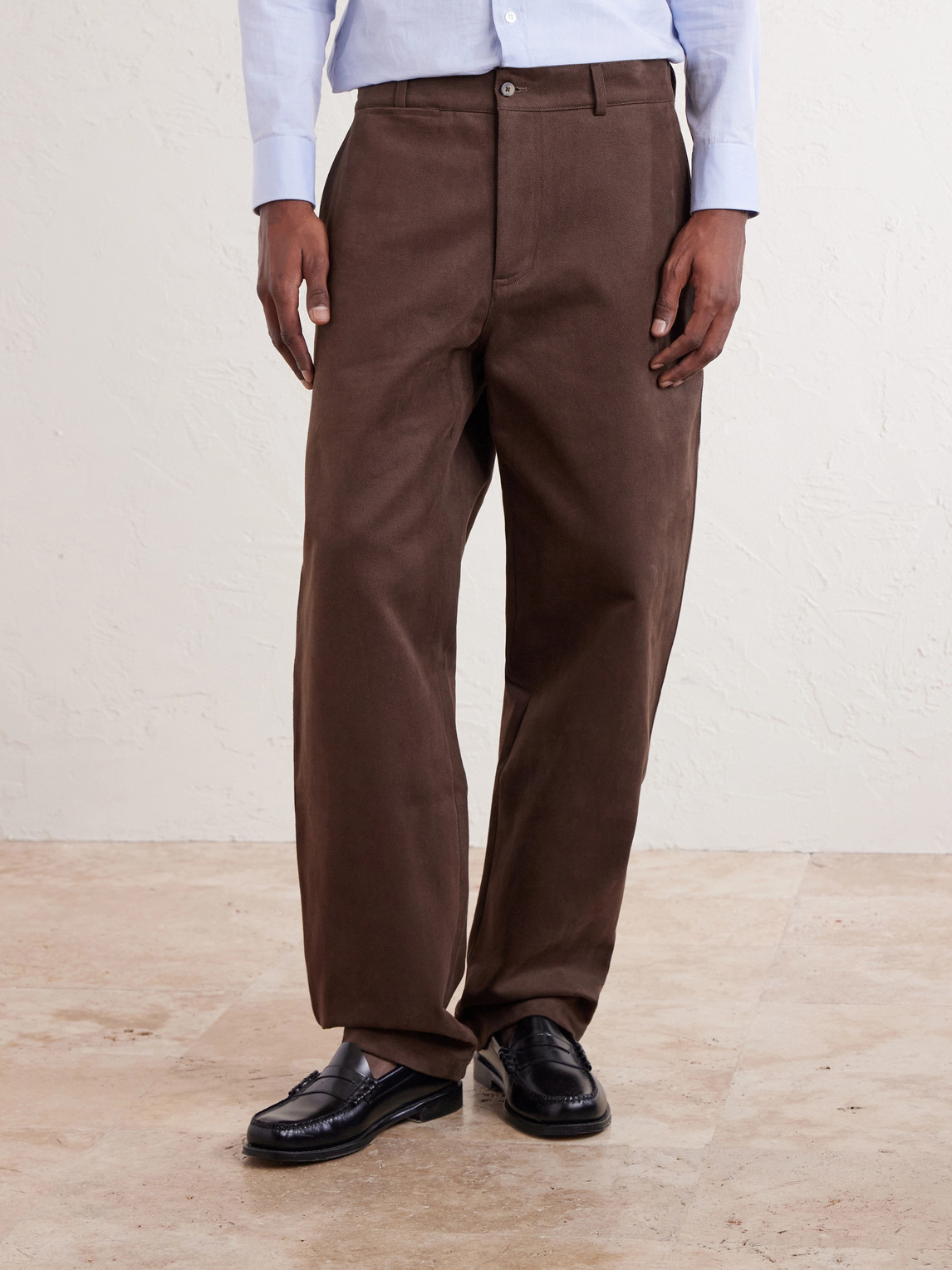 Straight-Leg Cotton-Twill Suit Trousers