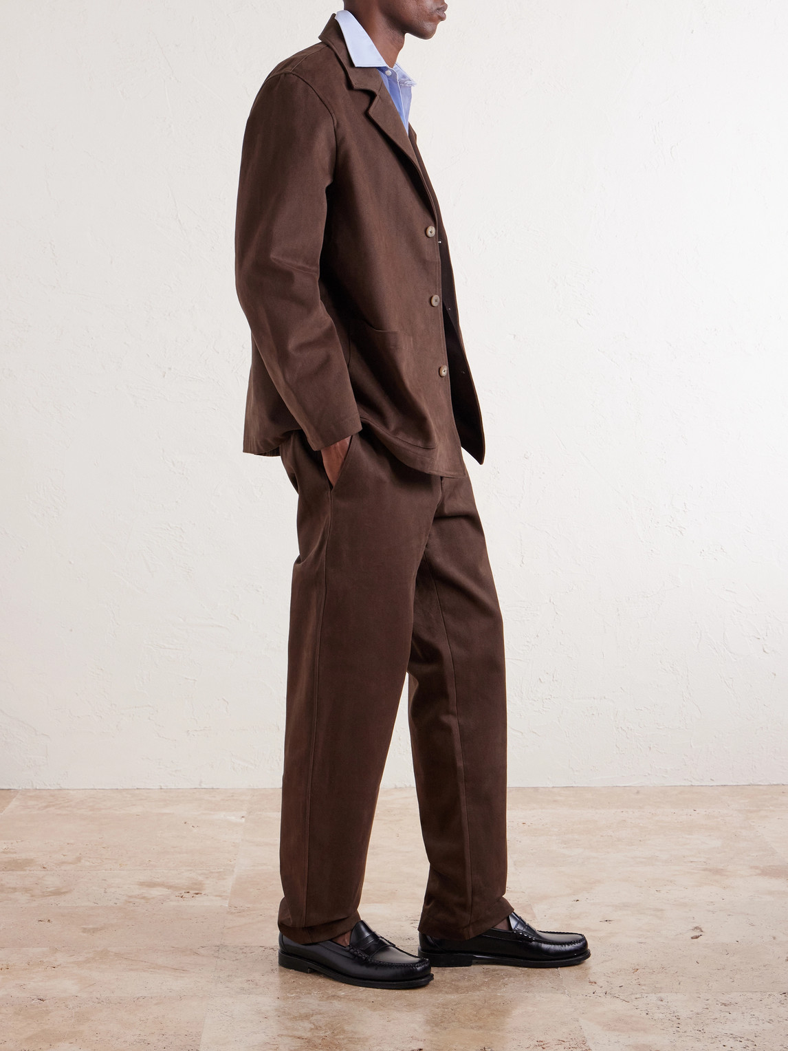 Straight-Leg Cotton-Twill Suit Trousers