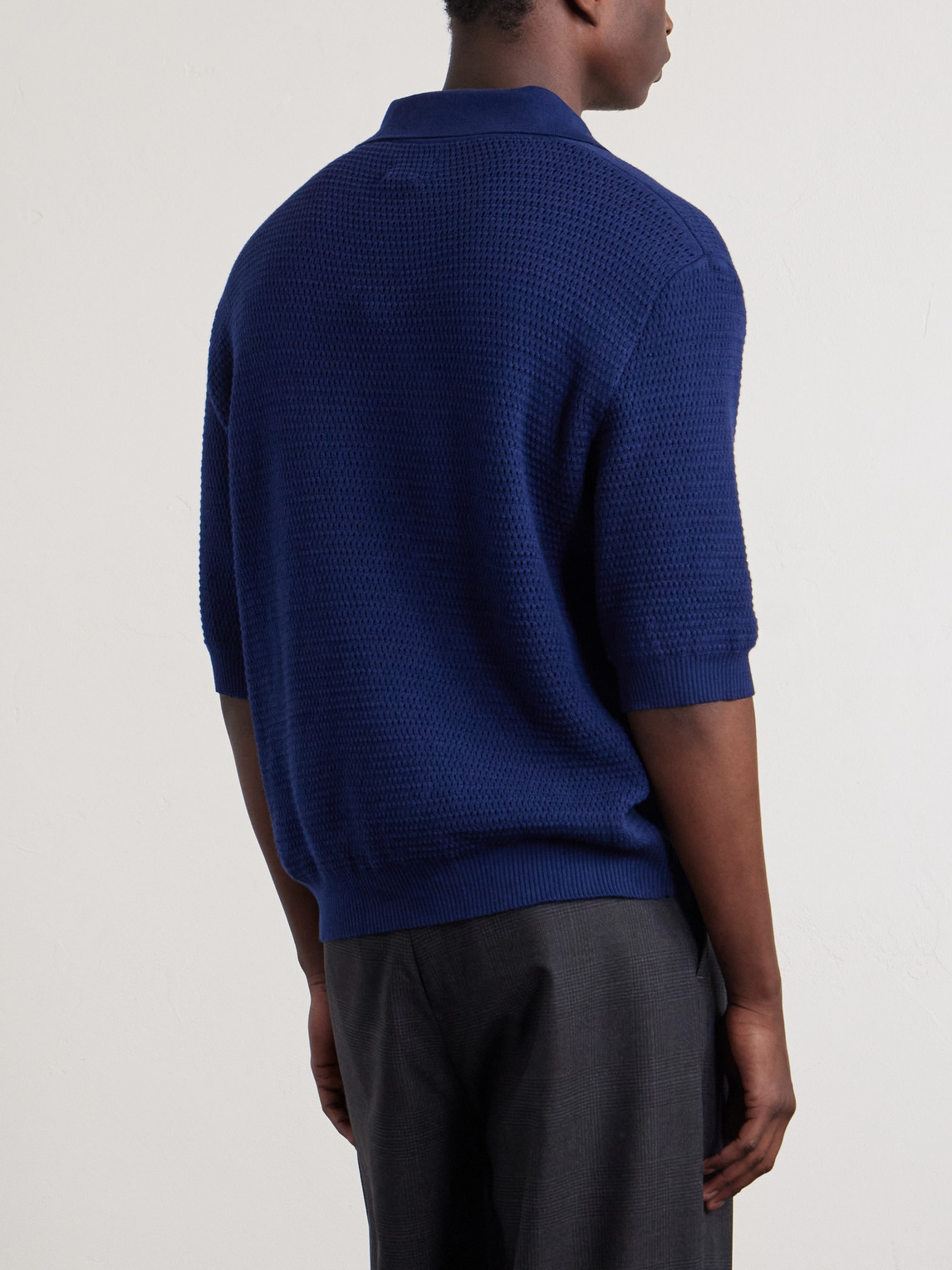 Honeycomb-Knit Cotton Polo Shirt