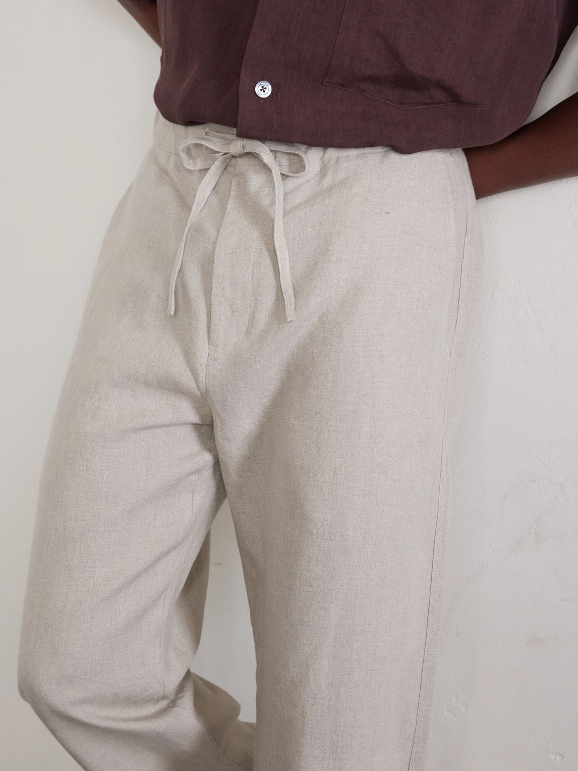 Lounge Straight-Leg Linen Suit Trousers