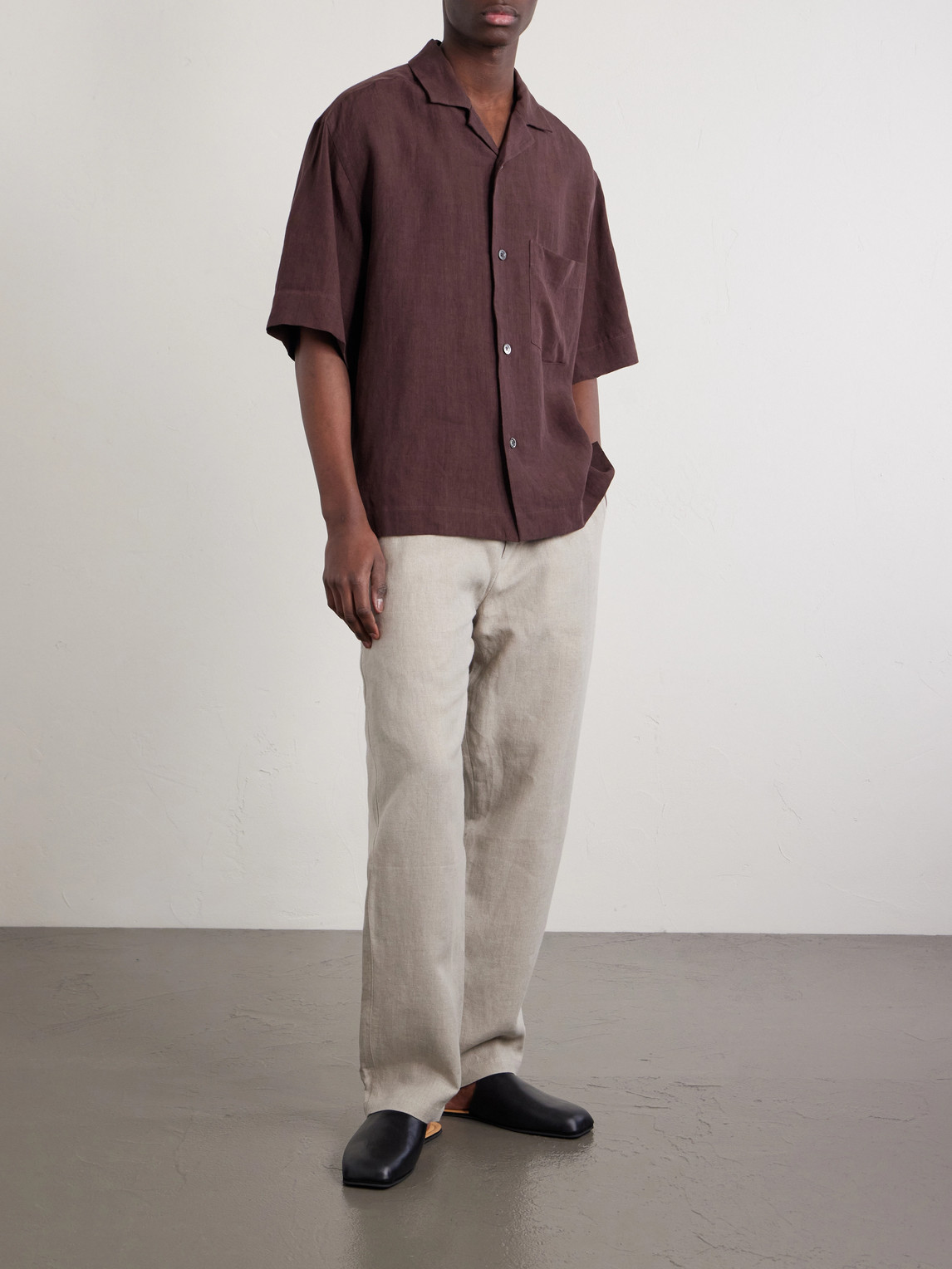 Lounge Straight-Leg Linen Suit Trousers