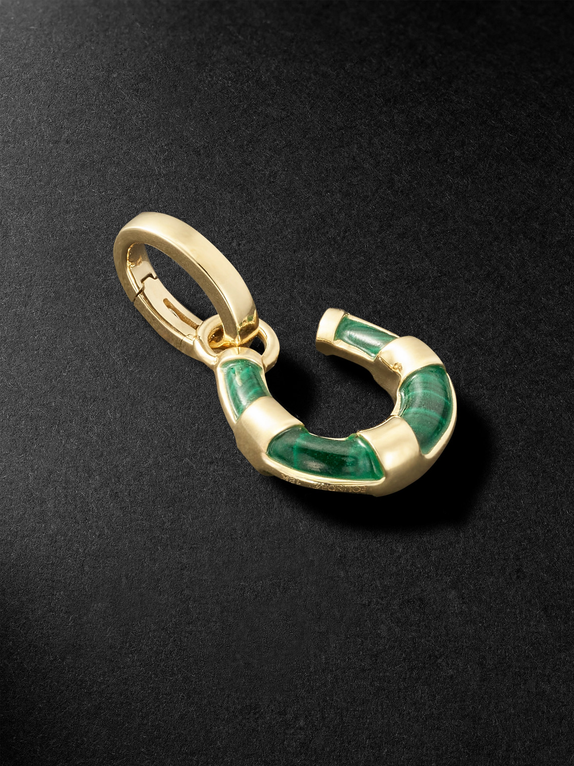Foundrae Protection Horseshoe Miniature 18-karat Gold Malachite Pendant