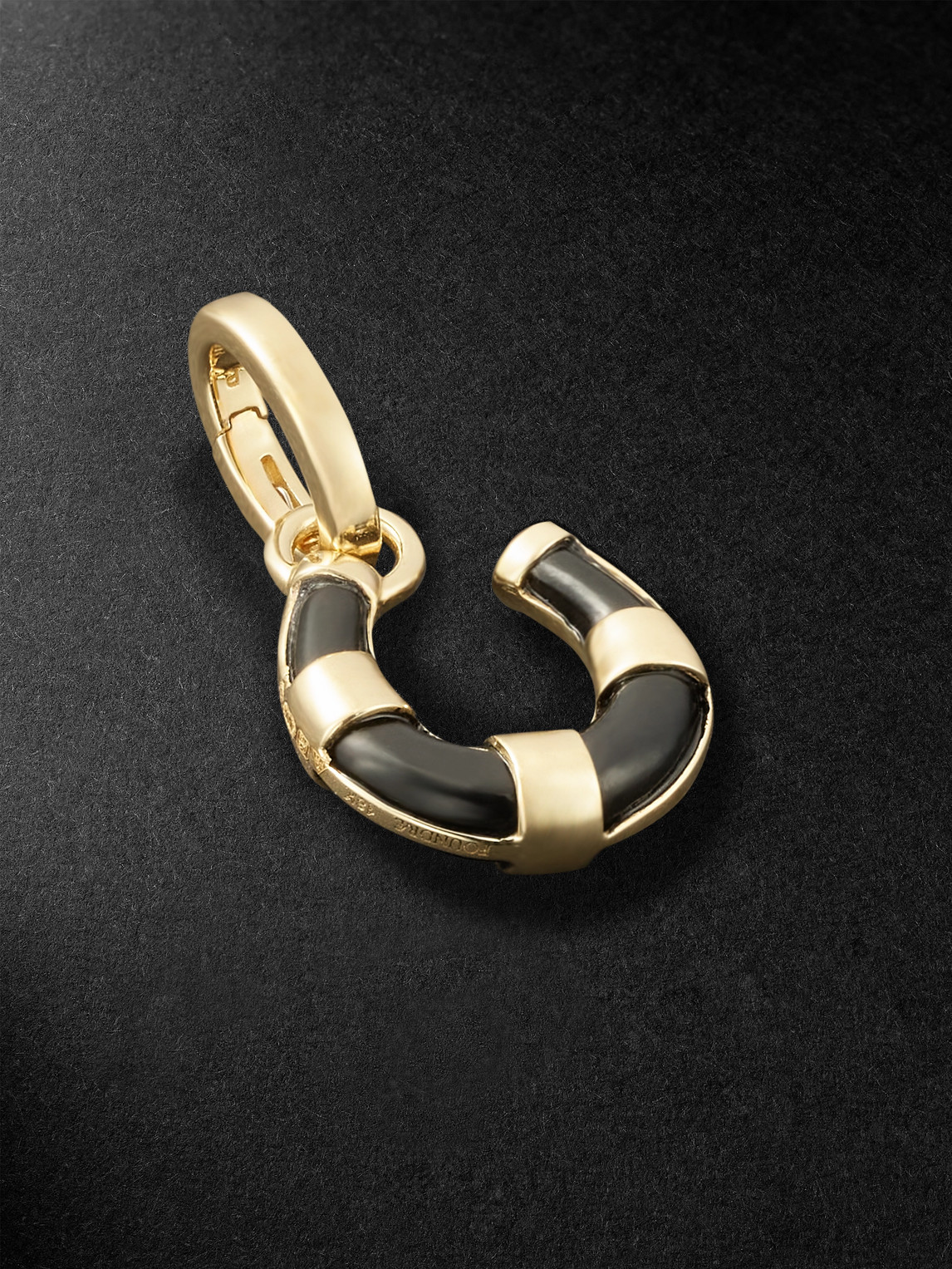 Foundrae Protection Horseshoe Miniature 18-karat Gold Onyx Pendant