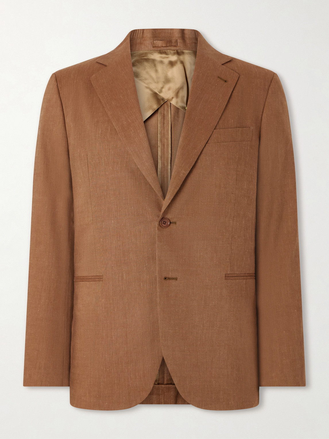 Frescobol Carioca Paulo Linen And Virgin Wool-blend Suit Jacket In Brown