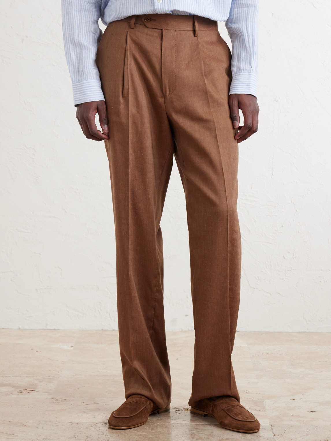  Frescobol Carioca - Affonso Pleated Straight-leg Linen And Virgin Wool-blend Suit Trousers - Men - Brown - Uk/us 30 
