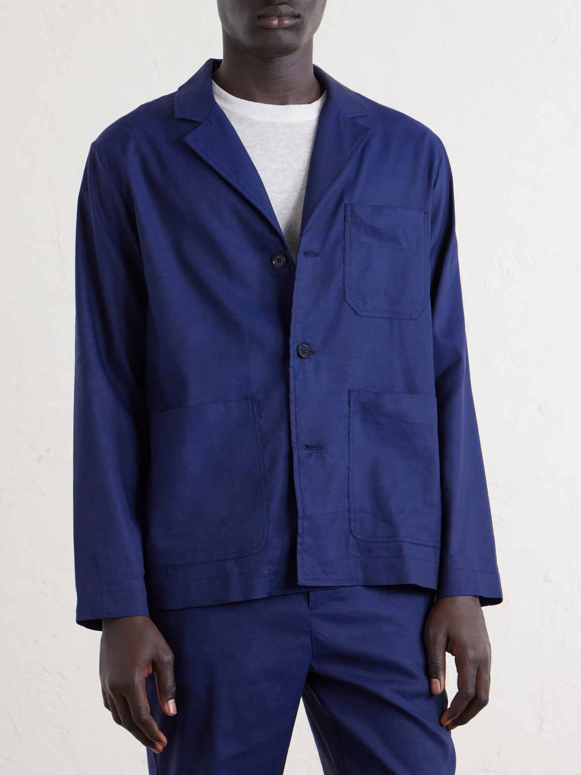  Frescobol Carioca - Lima Linen And Wool-blend Suit Jacket - Men - Blue - M 
