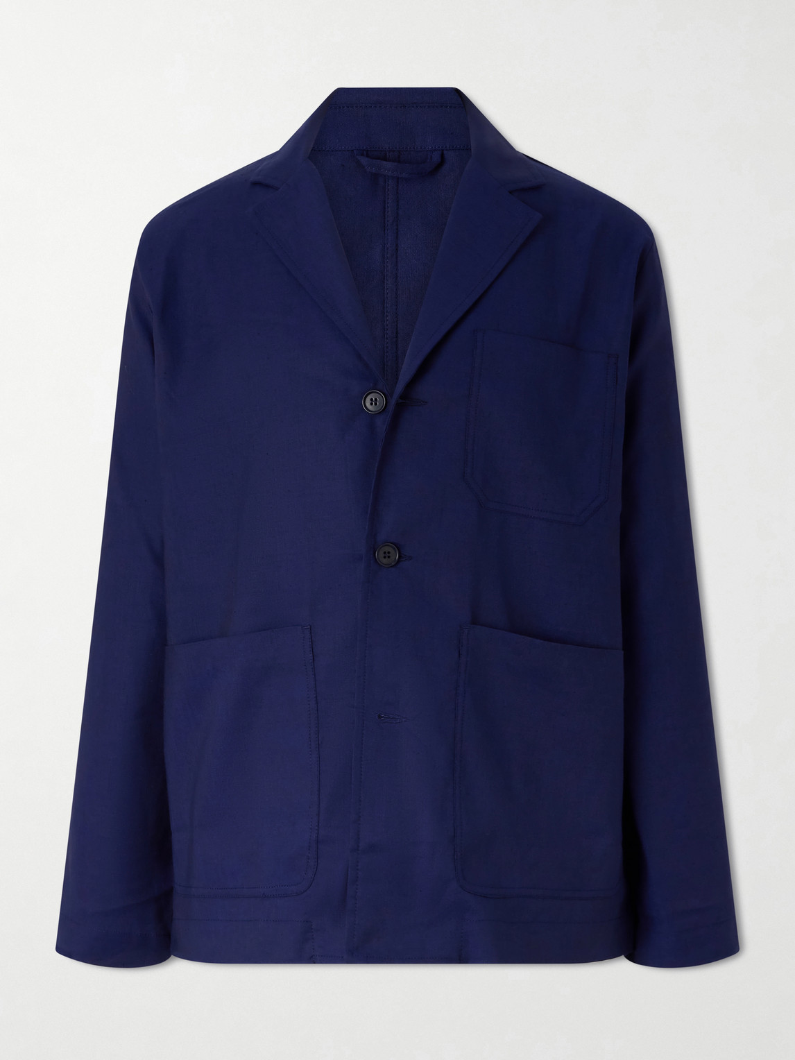 Frescobol Carioca Lima Linen And Wool-blend Suit Jacket In Blue