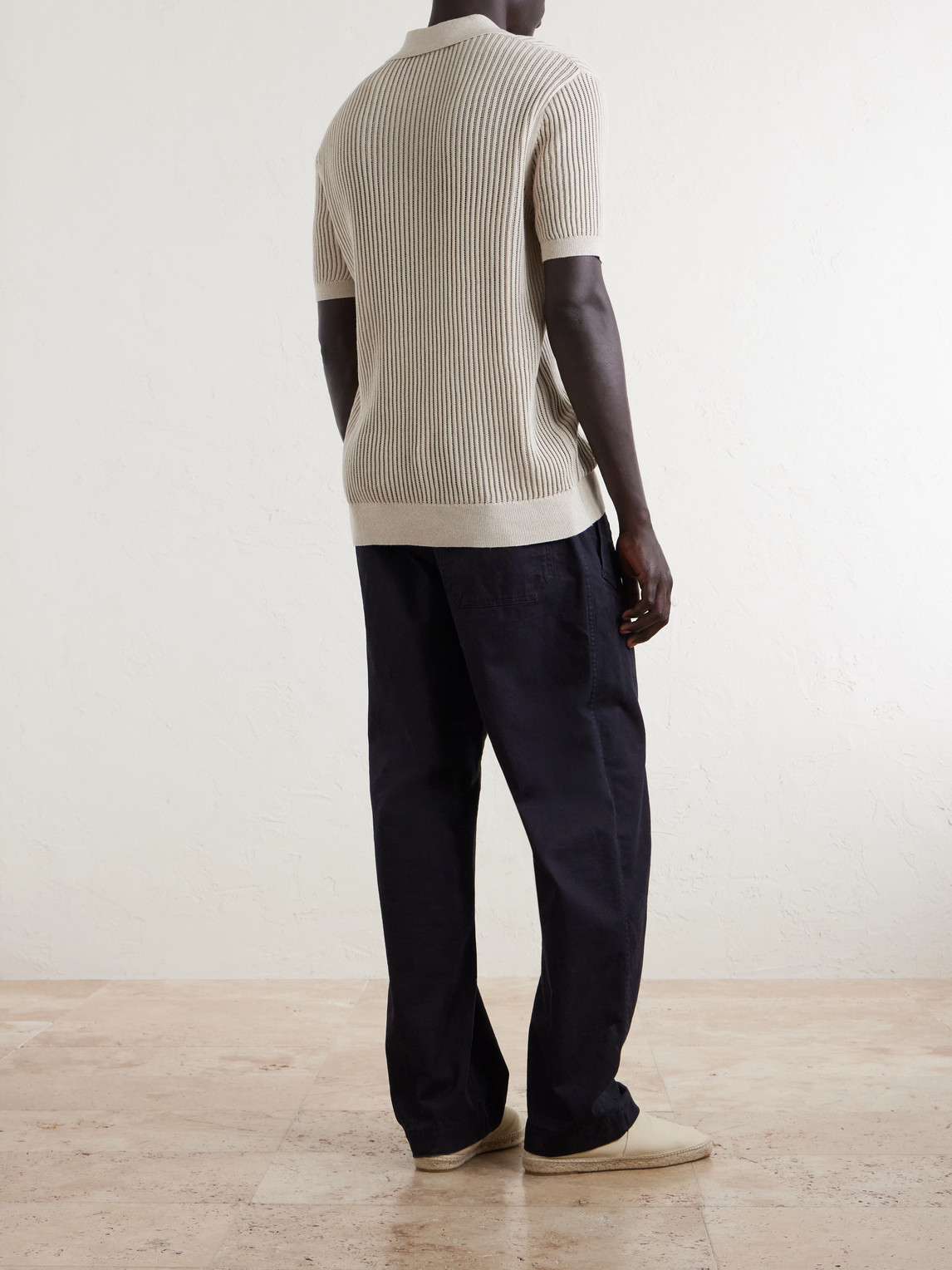 Vidal Ribbed Cotton And Linen-Blend Polo Shirt