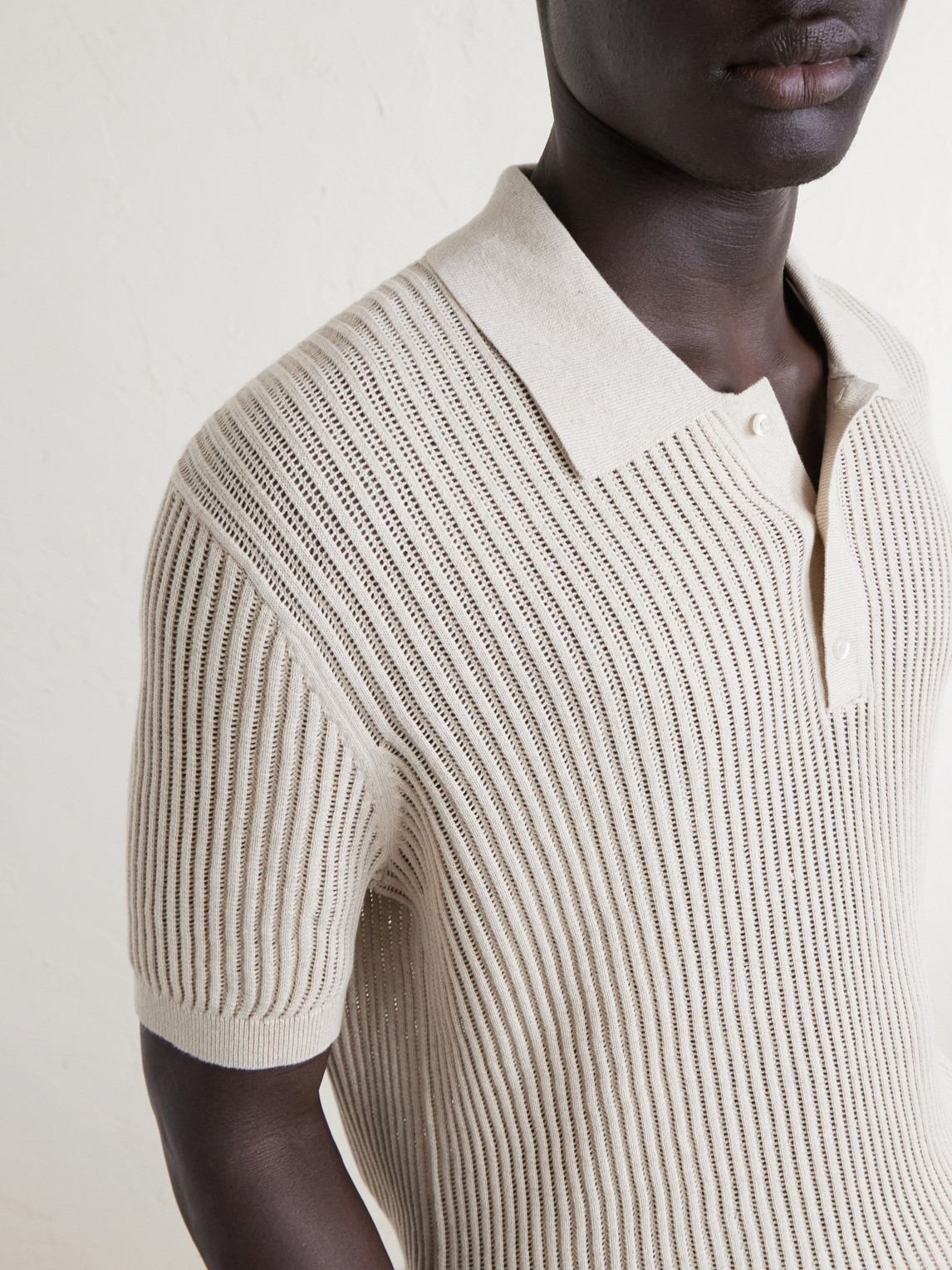 Vidal Ribbed Cotton And Linen-Blend Polo Shirt