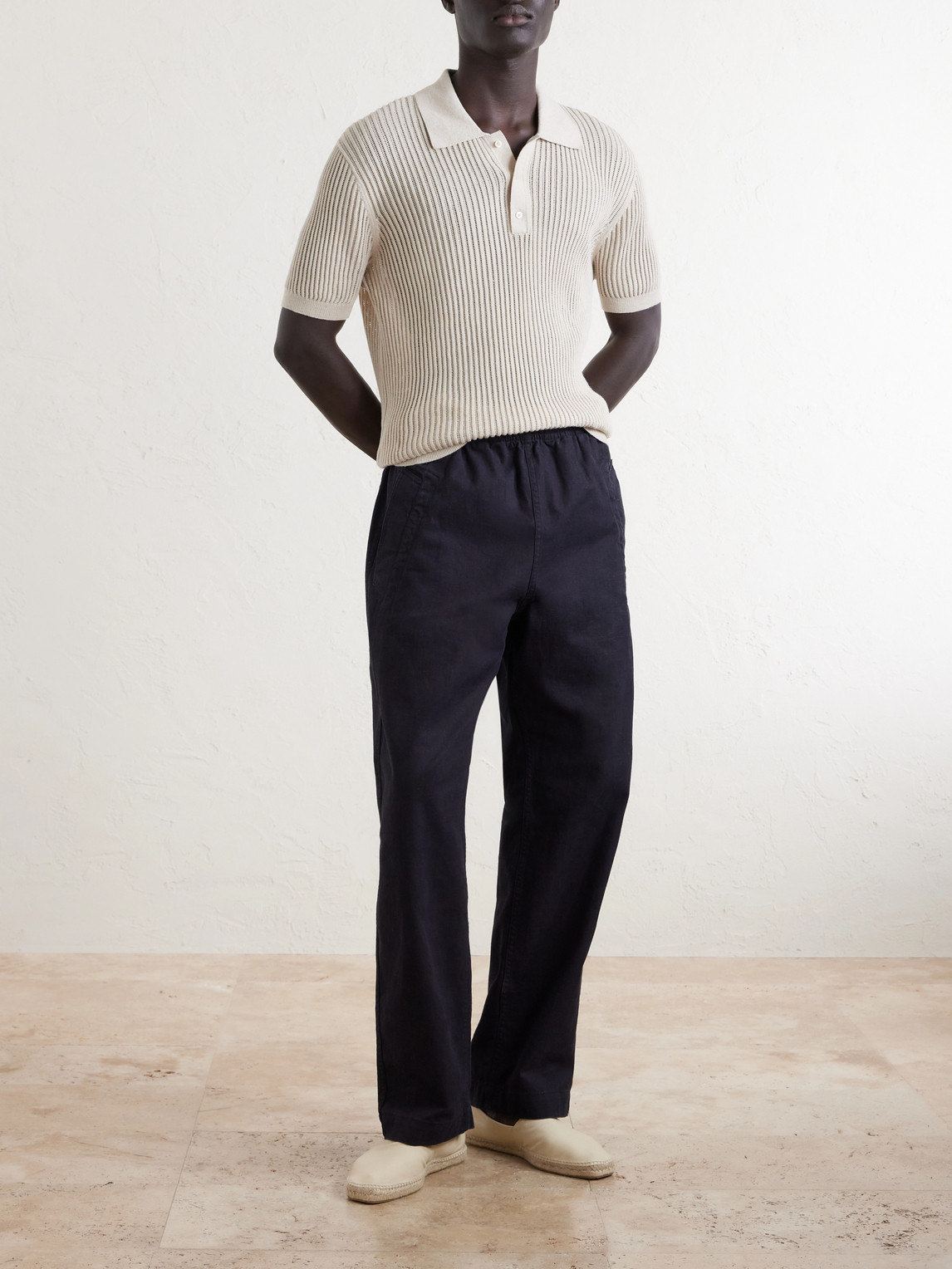 Vidal Ribbed Cotton And Linen-Blend Polo Shirt