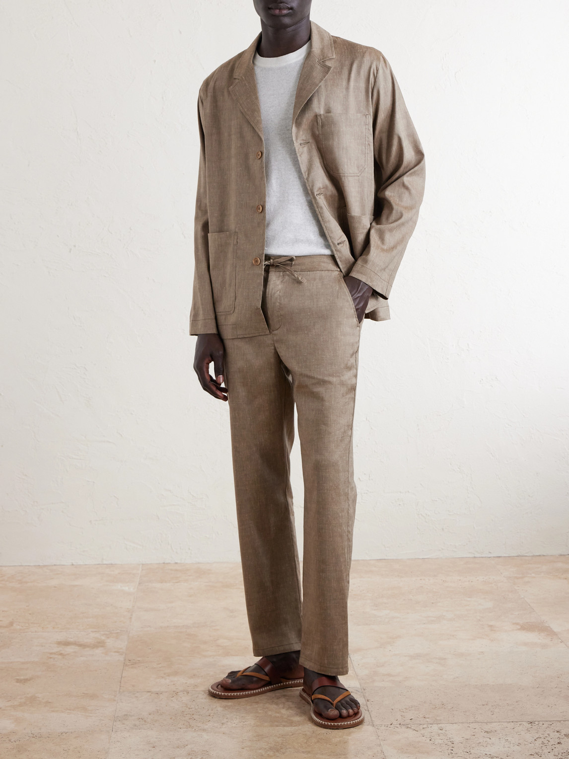 Straight-Leg Cotton Suit Trousers