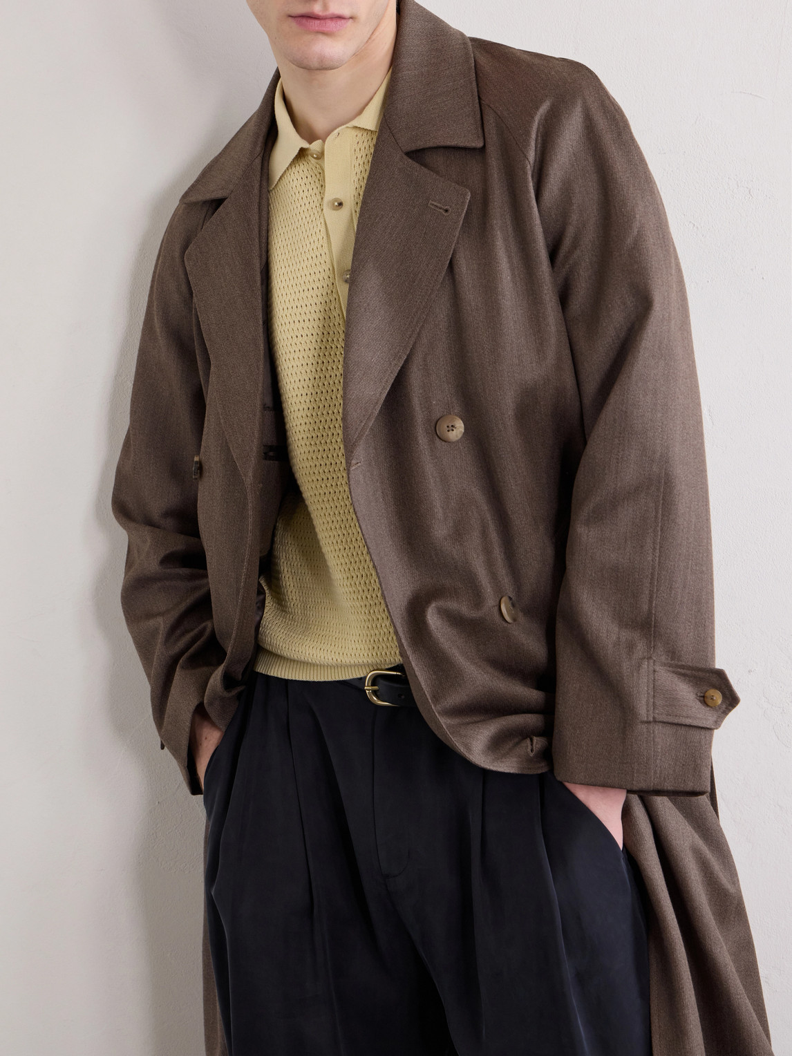 Grandad Double-Breasted Wool And Cotton-Blend Coat
