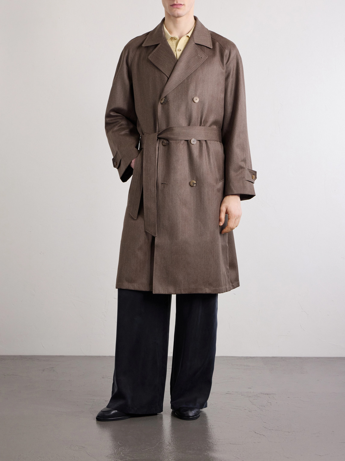 Grandad Double-Breasted Wool And Cotton-Blend Coat