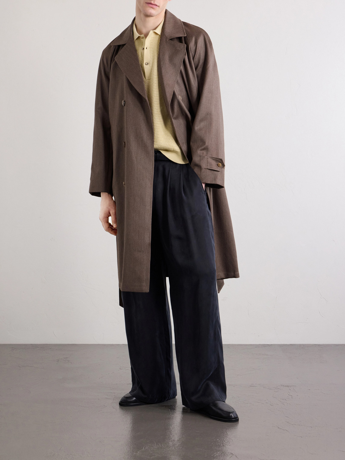 Grandad Double-Breasted Wool And Cotton-Blend Coat