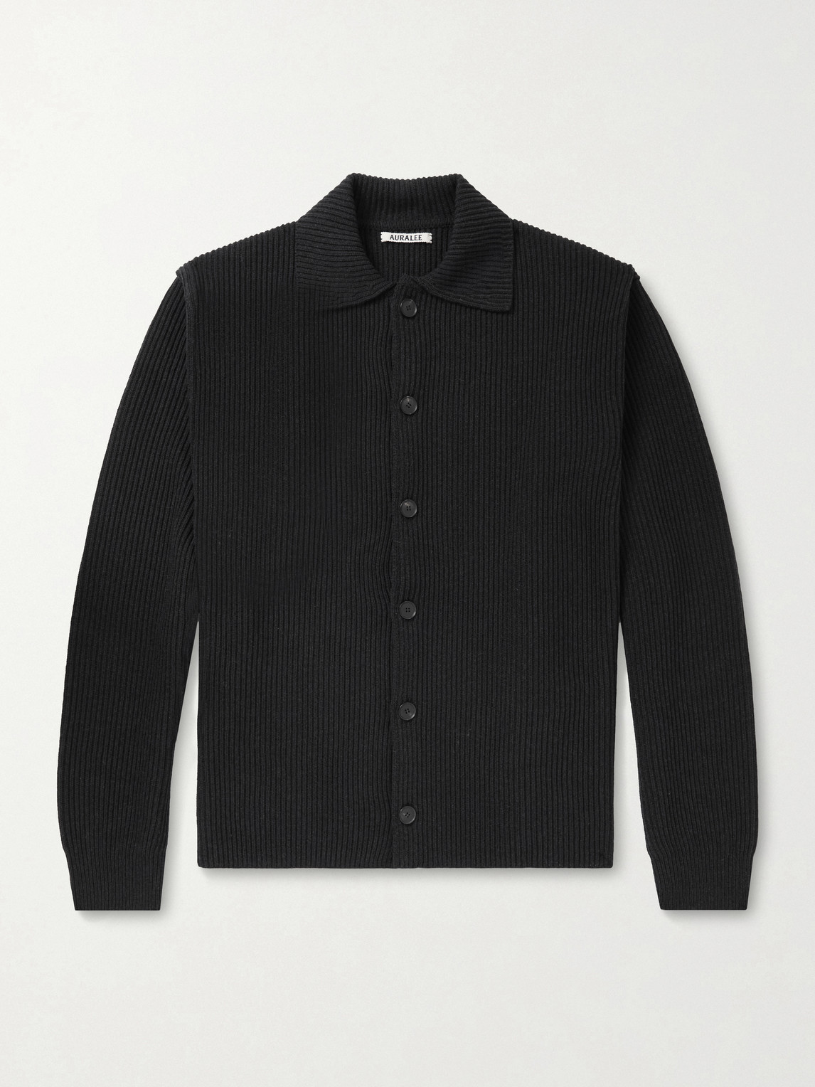 Auralee Ribbed-Knit Wool Shirt Cardigan - Men