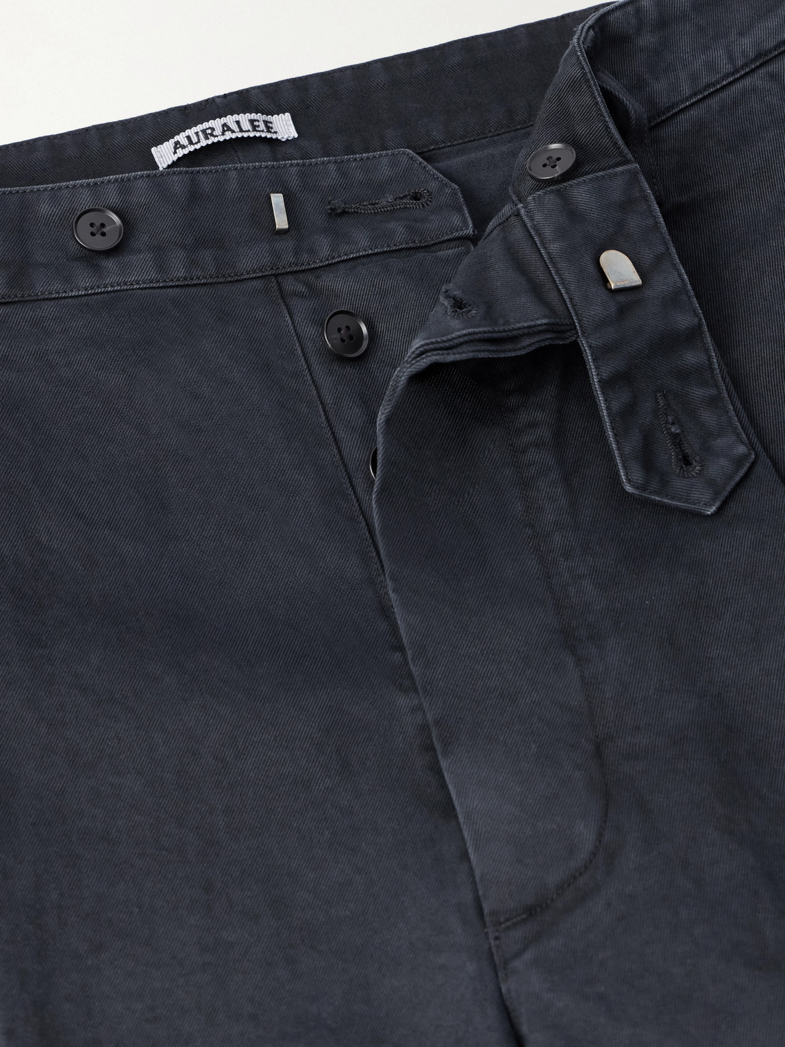 Auralee Straight-leg Pleated Cotton Chinos In Black