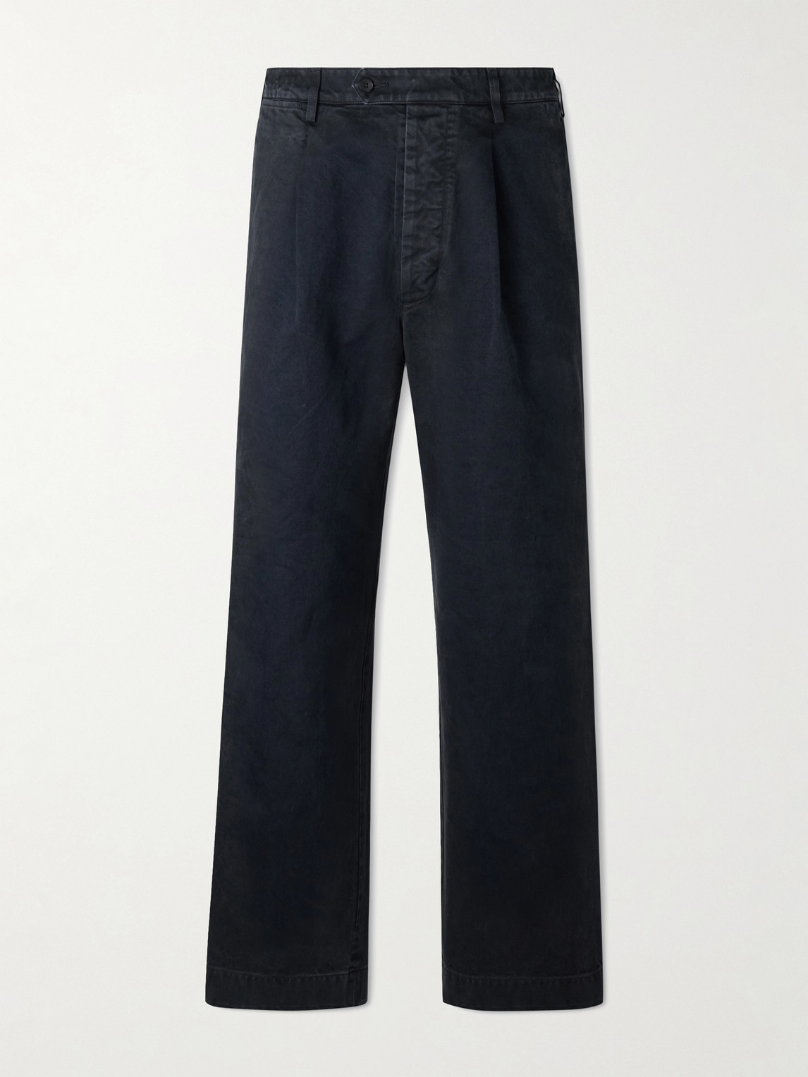 Auralee Straight-leg Pleated Cotton Chinos In Black