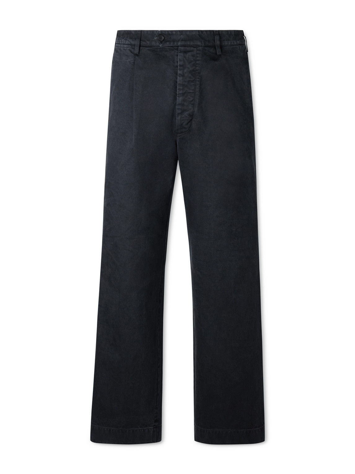 Auralee Straight-leg Pleated Cotton Chinos In Black