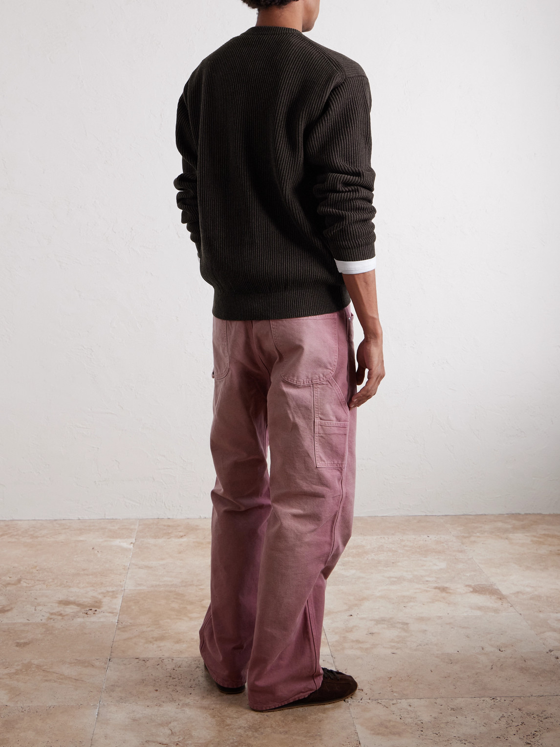 Auralee Ribbed Wool Sweater In Brown