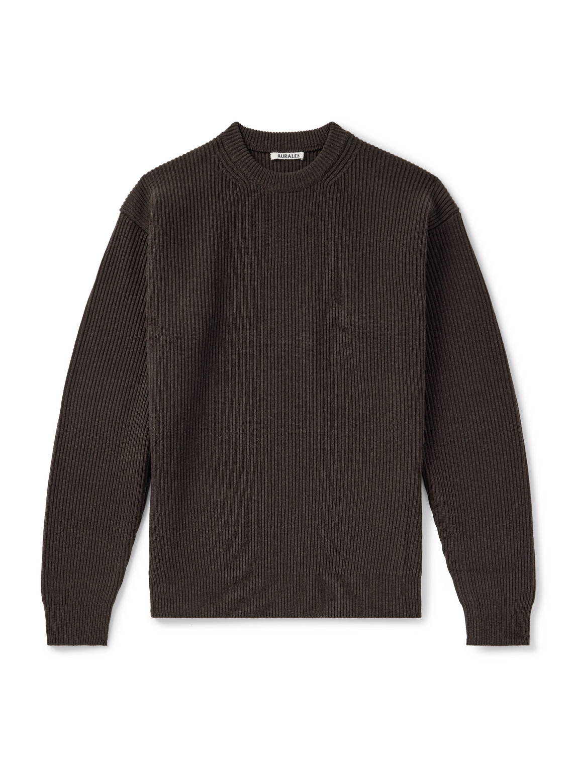 Auralee Ribbed Wool Sweater In Brown