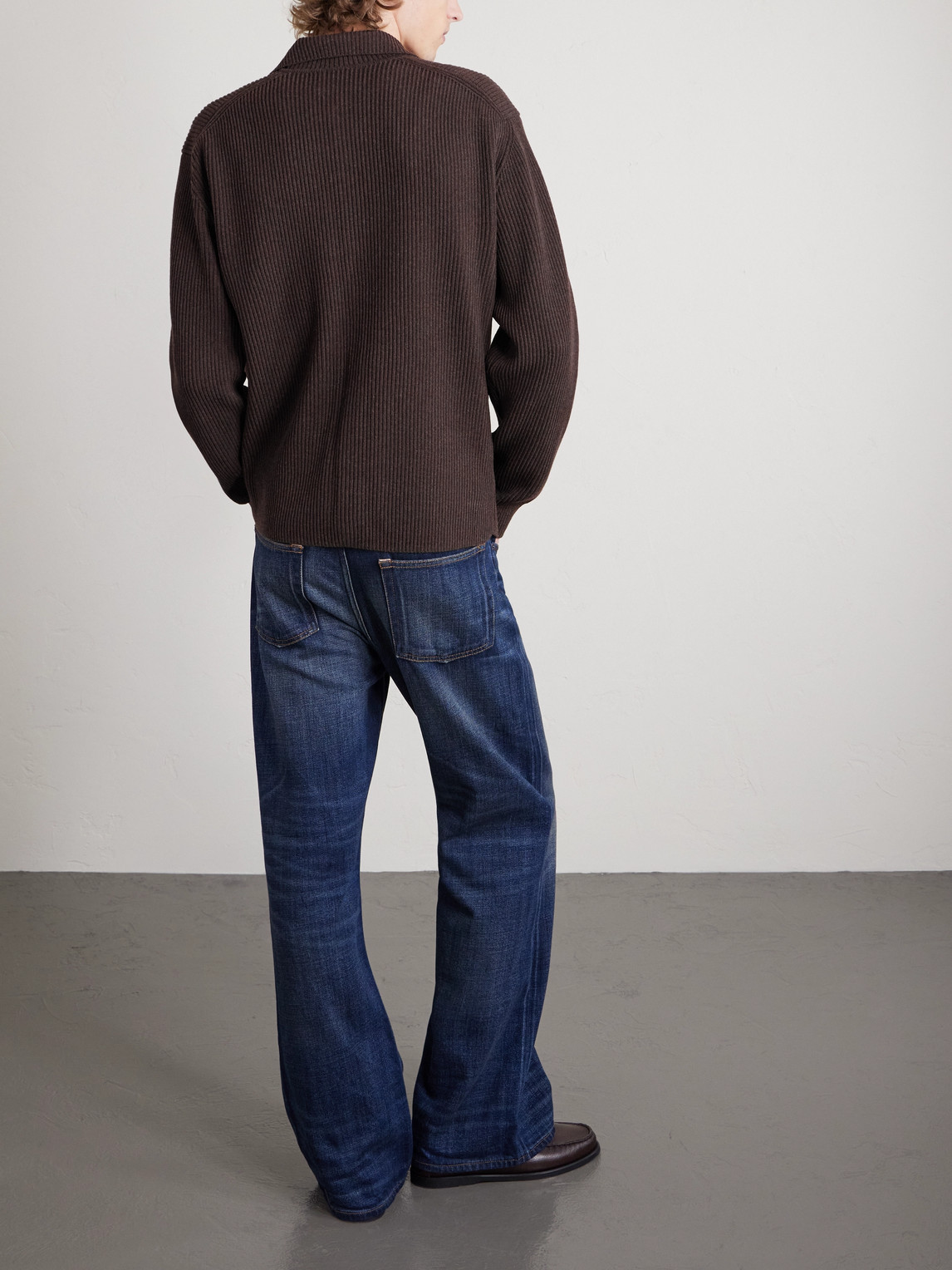 Auralee Ribbed-knit Wool Cardigan In Brown