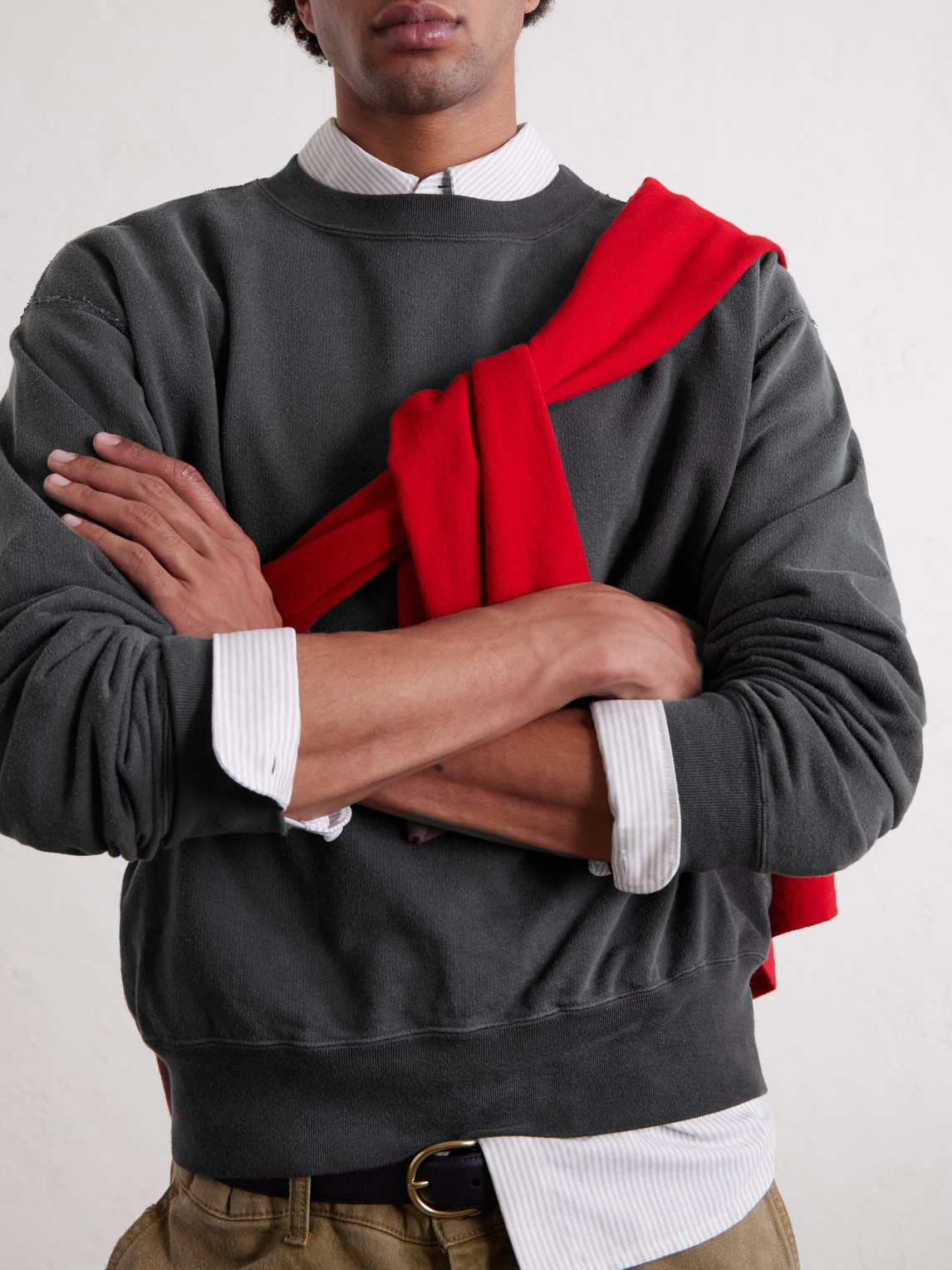 Auralee Cotton-jersey Sweatshirt In Gray