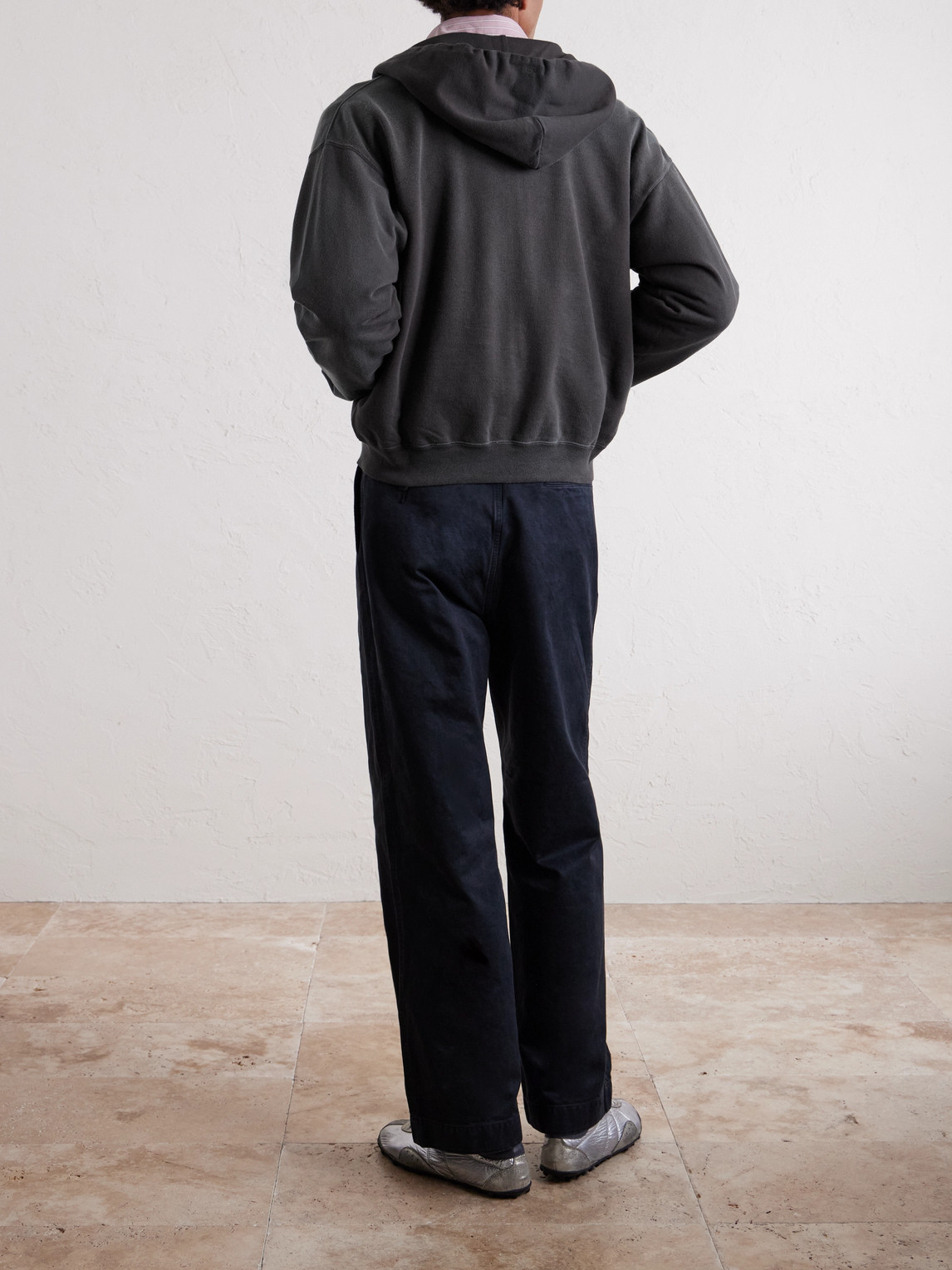 Auralee Product Dyed Pima Cotton Zip-up Hoodie In Black