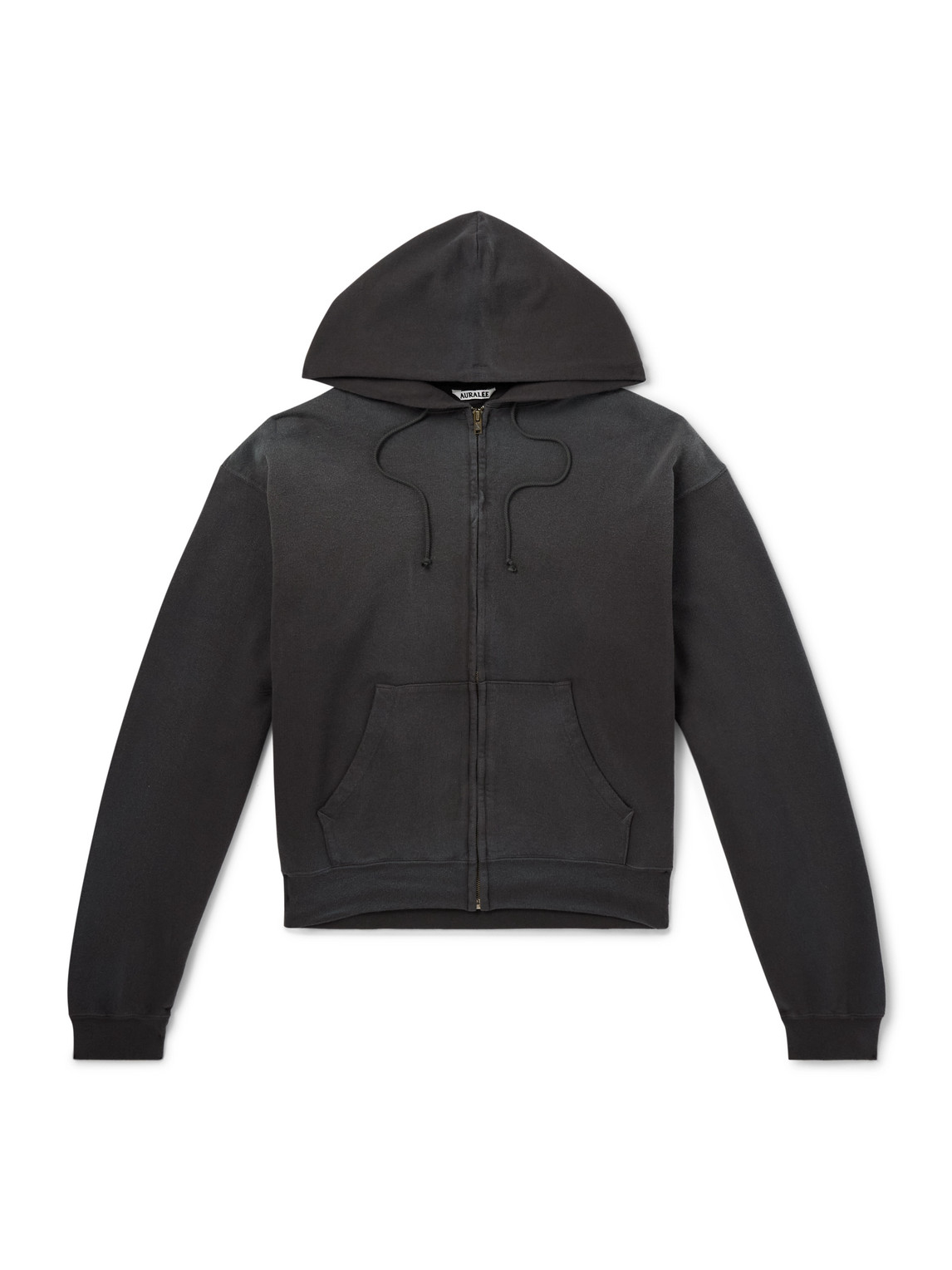 Auralee Product Dyed Pima Cotton Zip-up Hoodie In Black