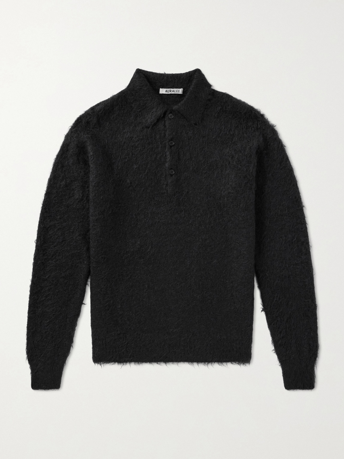Auralee Brushed Mohair and Wool-Blend Polo Sweater - Men