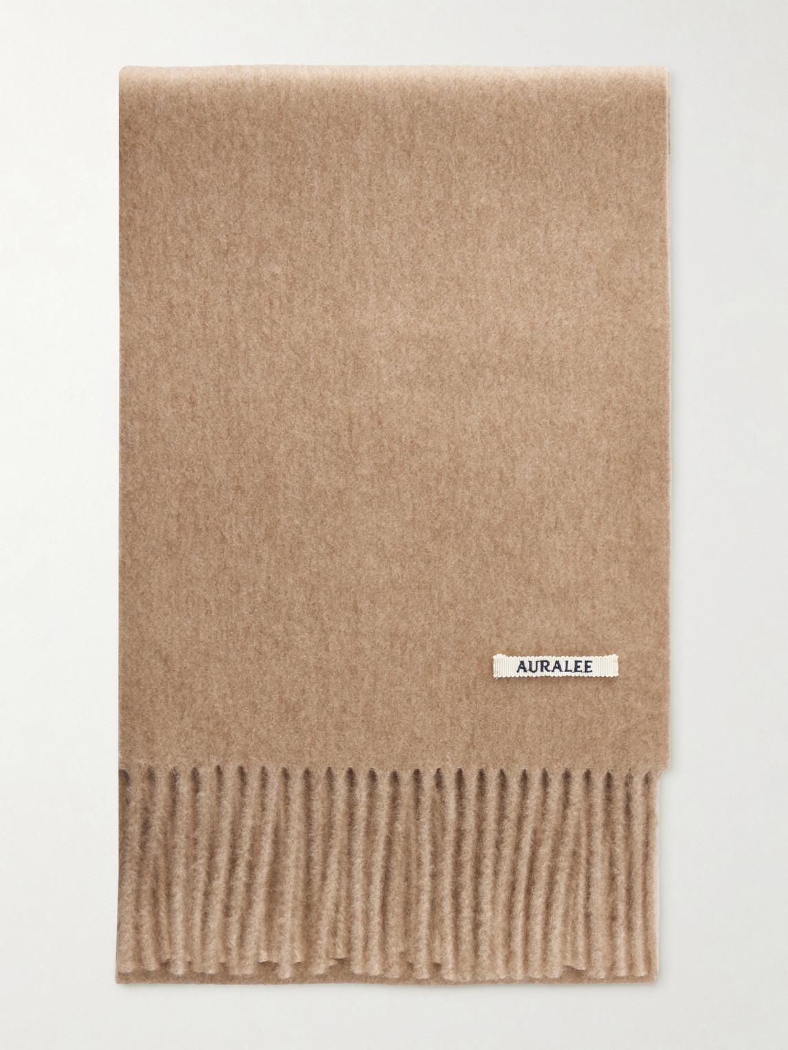 Auralee Logo-appliquéd Fringed Cashmere Scarf In Black