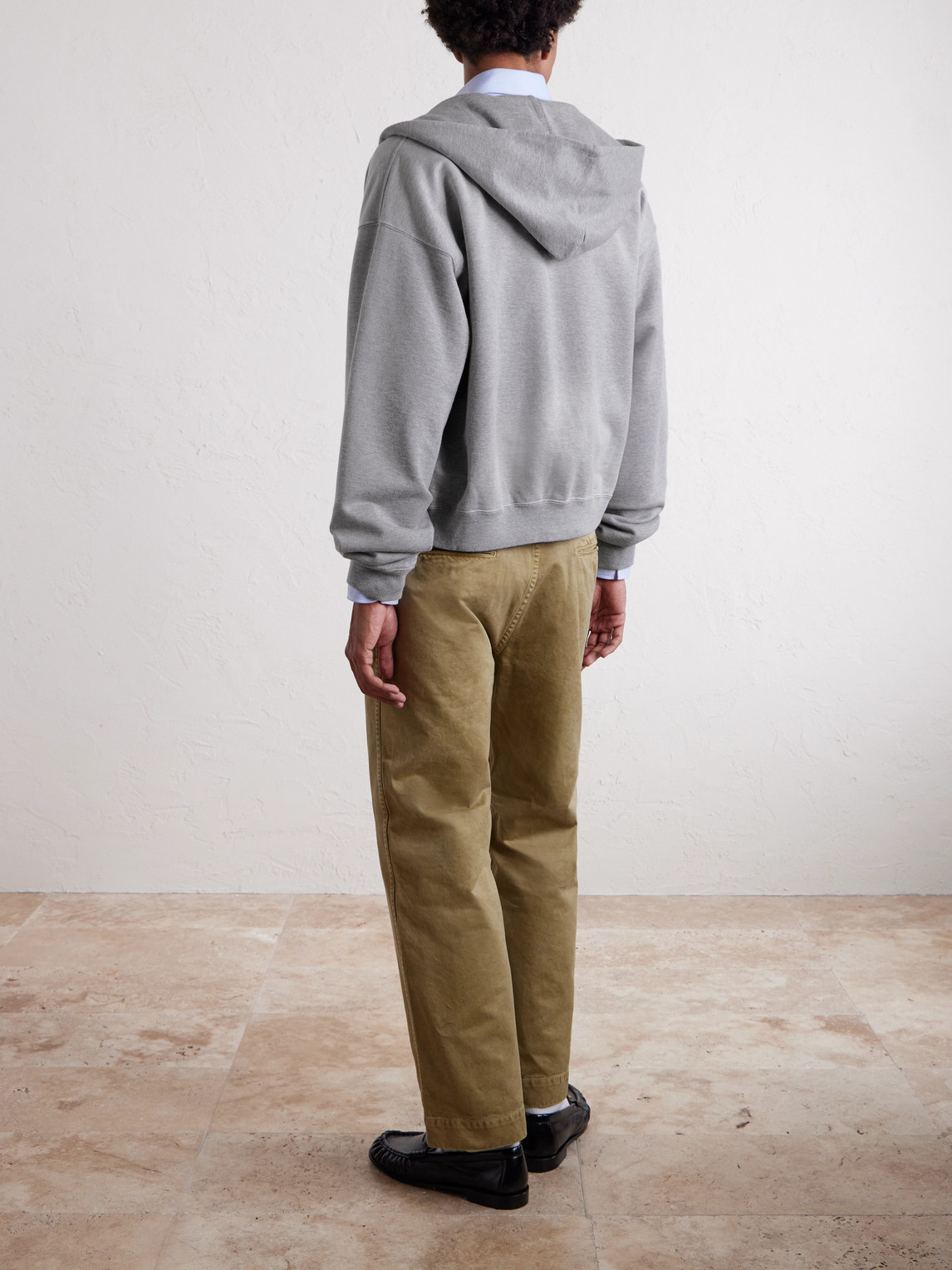 Auralee Product Dyed Pima Cotton Zip-up Hoodie In Gray
