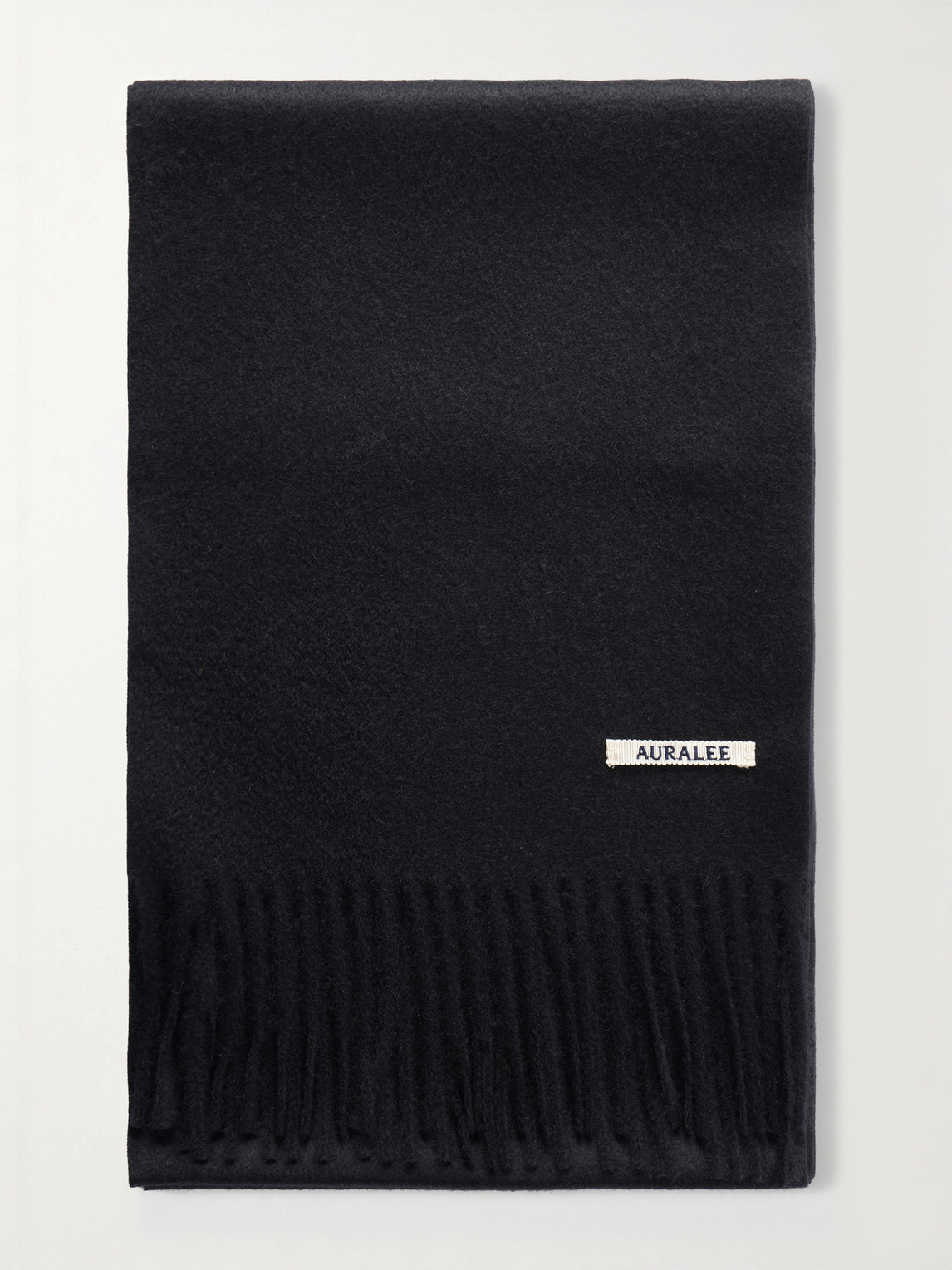 Auralee Logo-appliquéd Fringed Cashmere Scarf In Black