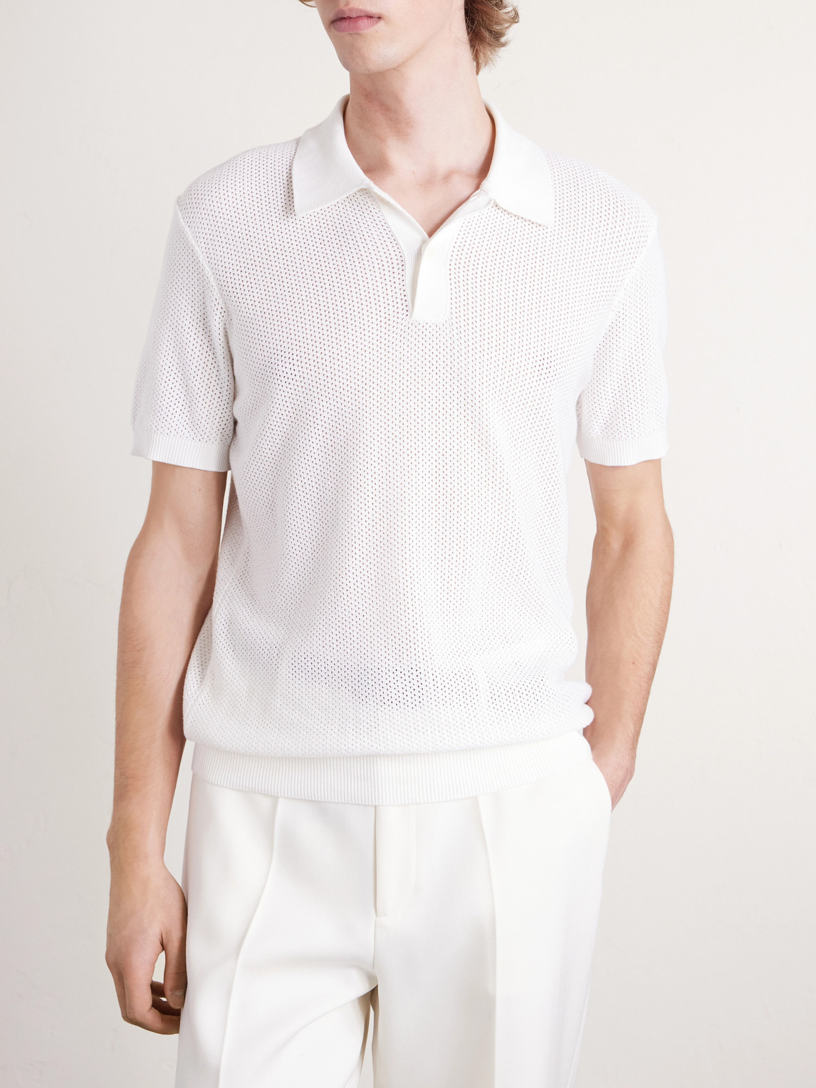 Mr P. - Honeycomb-Knit Organic Cotton Polo Shirt