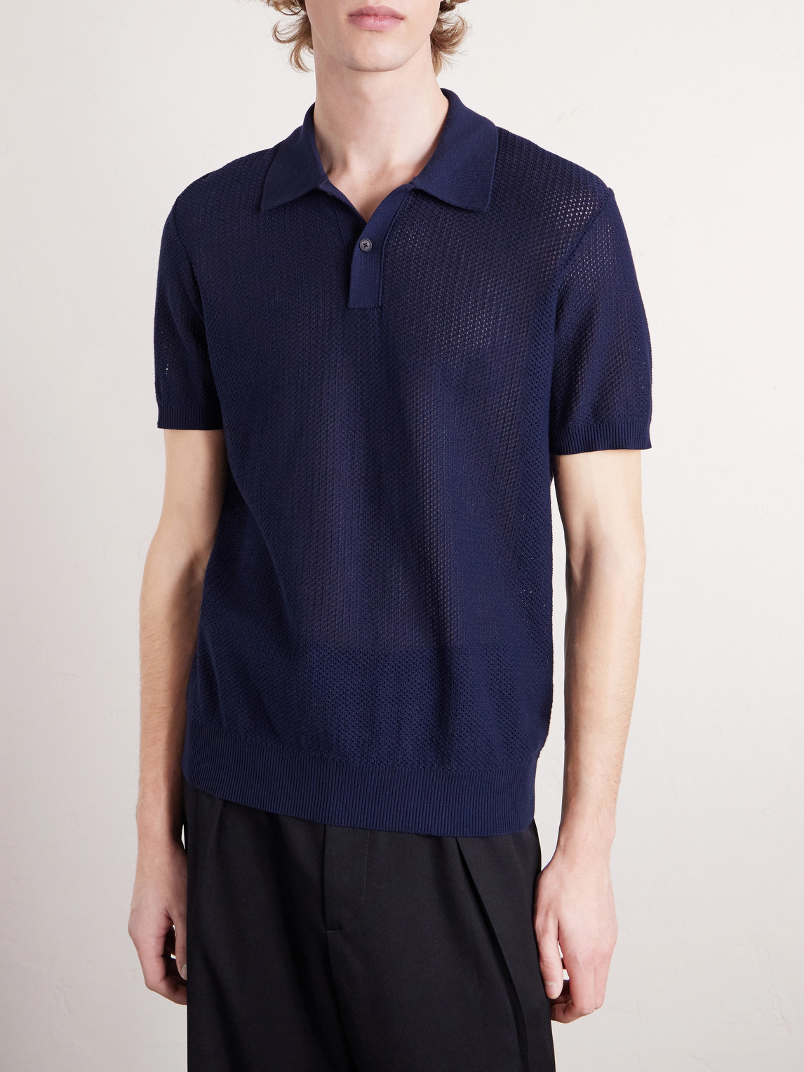 Mr P. - Honeycomb-Knit Organic Cotton Polo Shirt