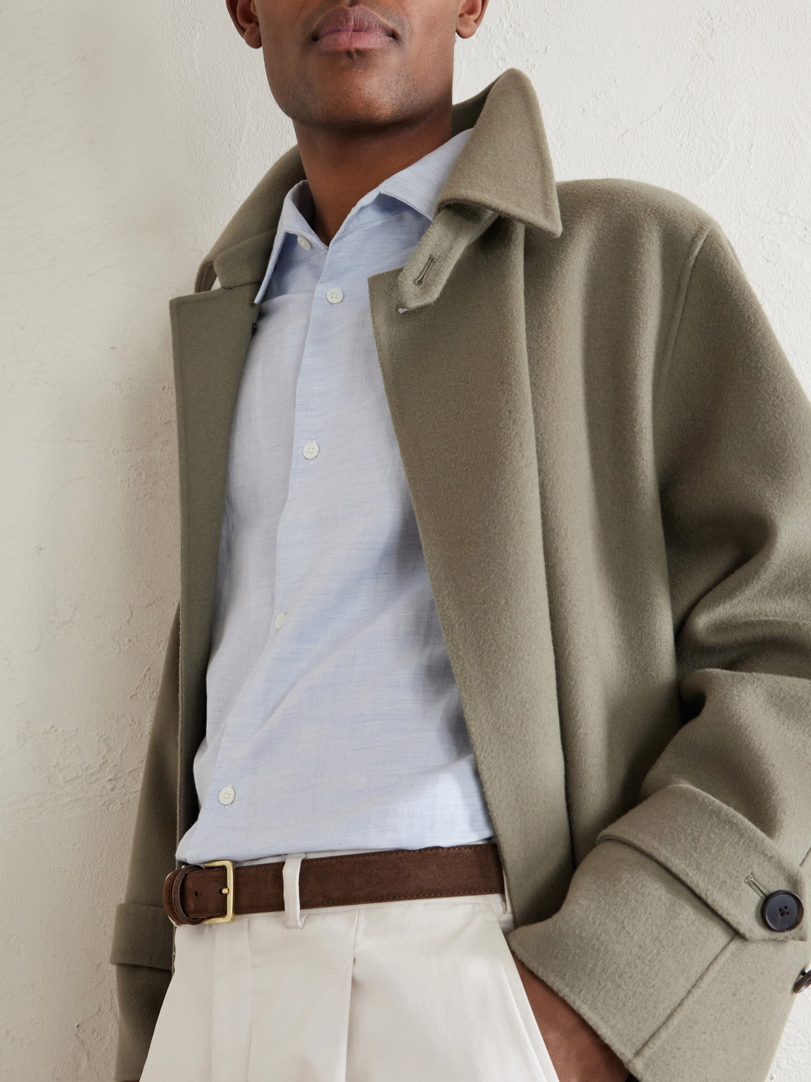 Mr P. - Cutaway-Collar Cotton, Linen And Cashmere-Blend Shirt