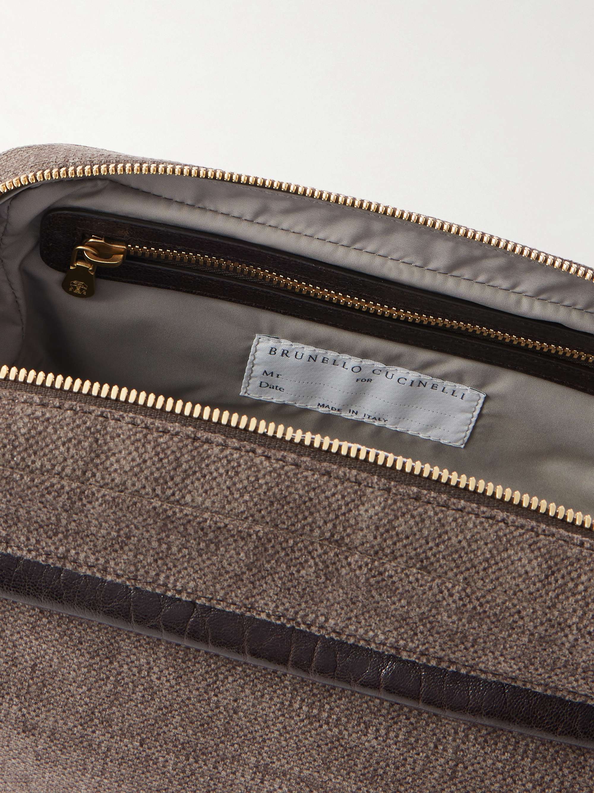 BRUNELLO CUCINELLI Leather-Trimmed Woven Wash Bag for Men | MR PORTER