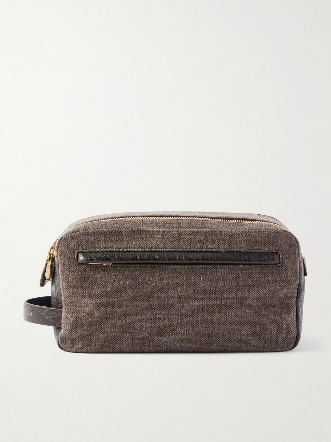 Brunello Cucinelli Leather-Trimmed Cotton Wash Bag - Men