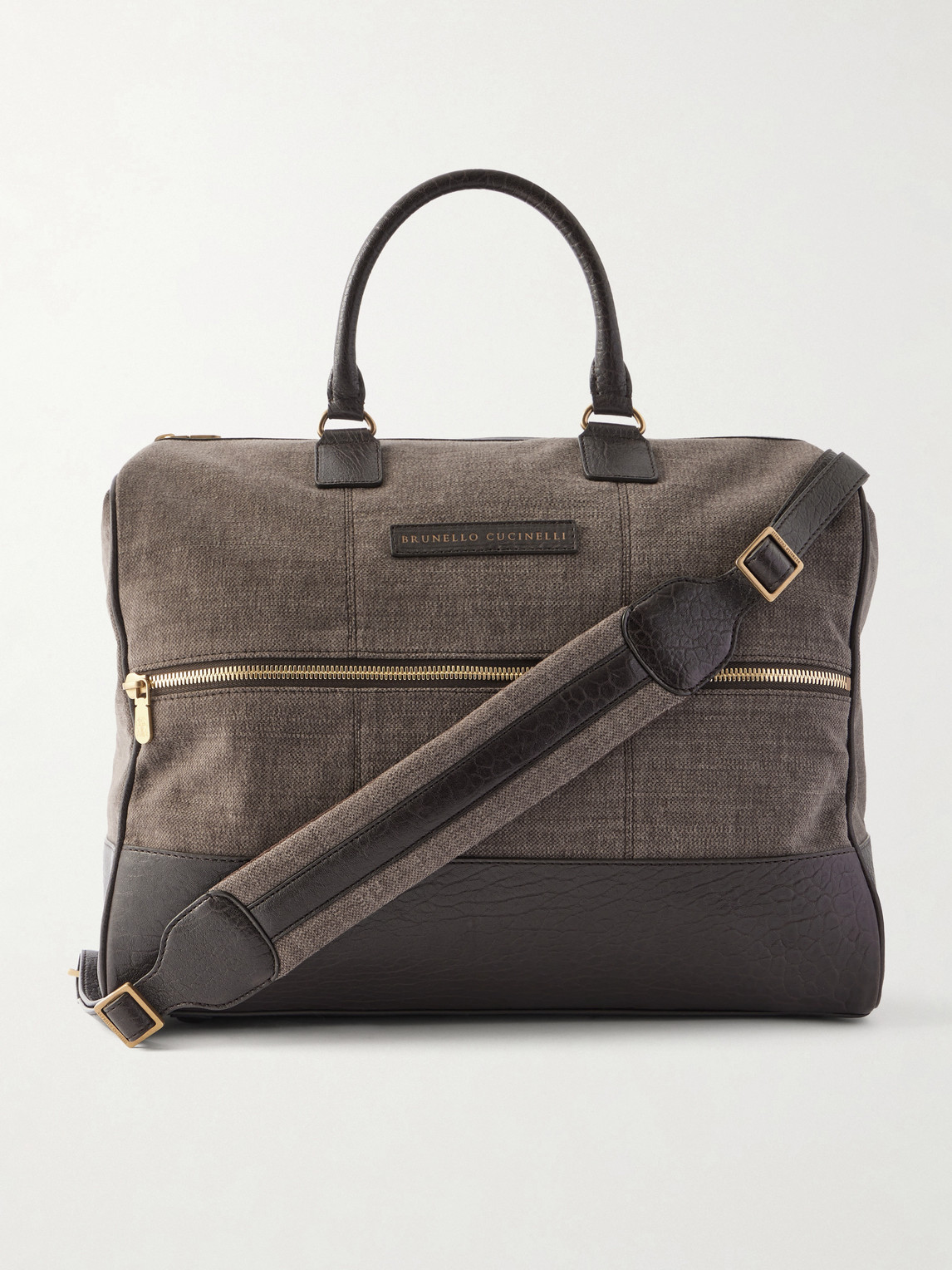 Brunello Cucinelli Boston Leather-Trimmed Woven Weekend Bag - Men