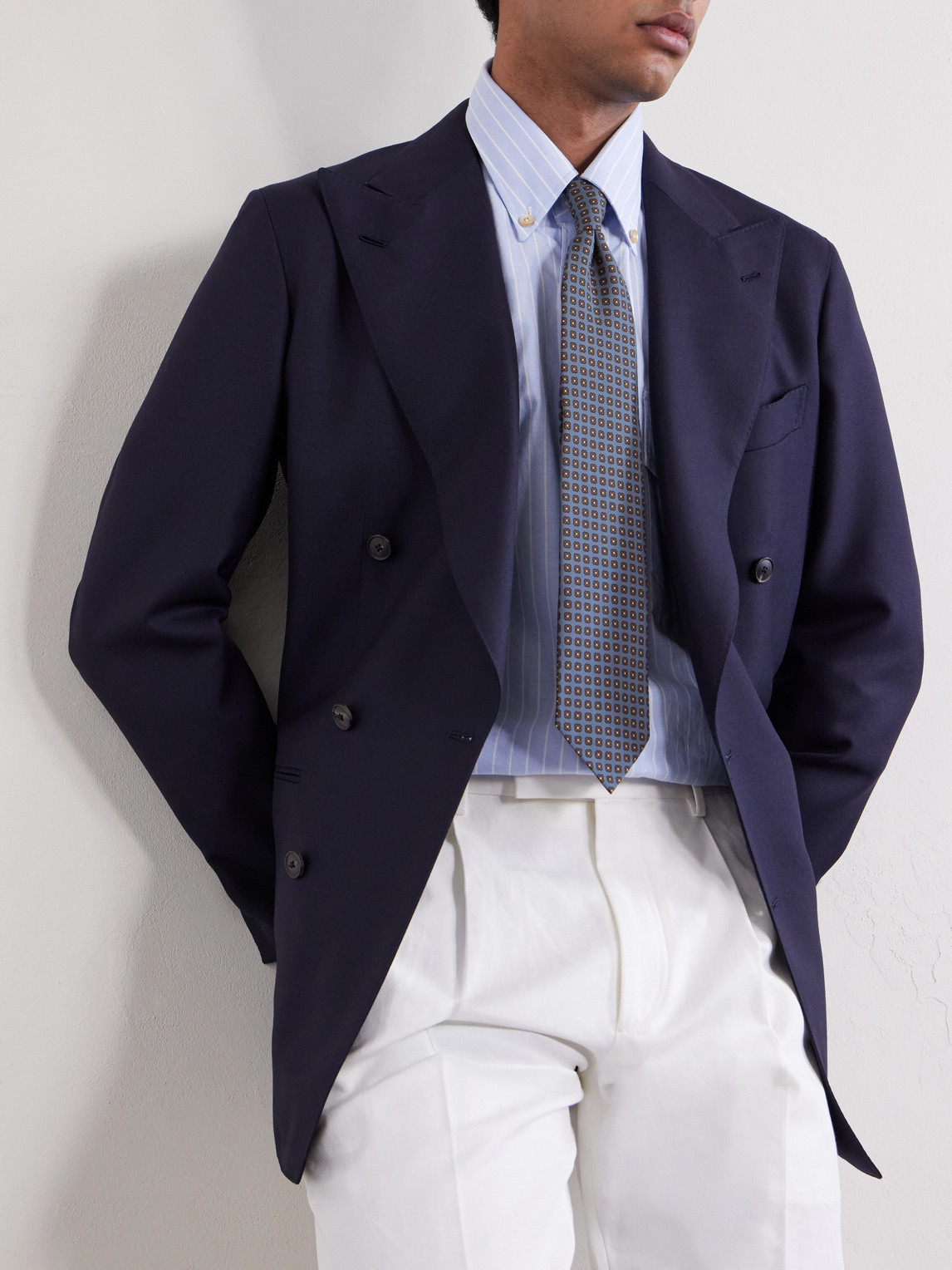  Thom Sweeney - 9cm Printed Silk Tie - Men - Blue 