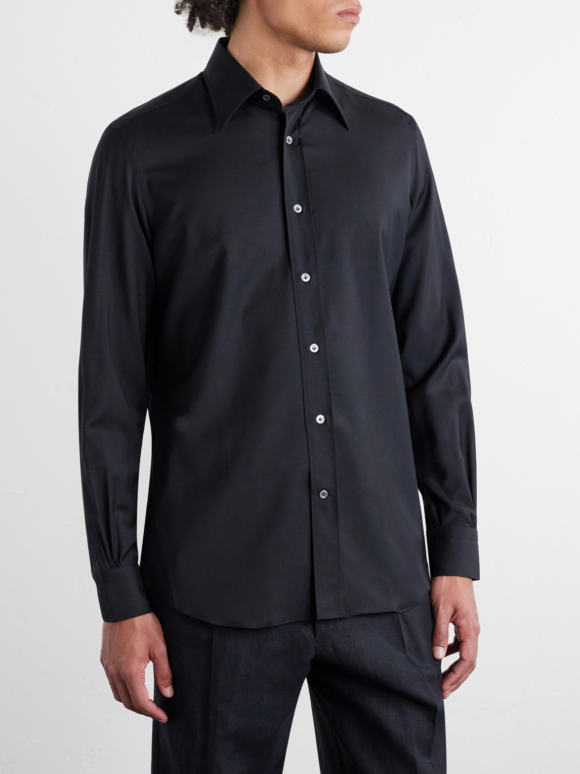  Thom Sweeney - Wool Shirt - Men - Black - Uk/us 15 