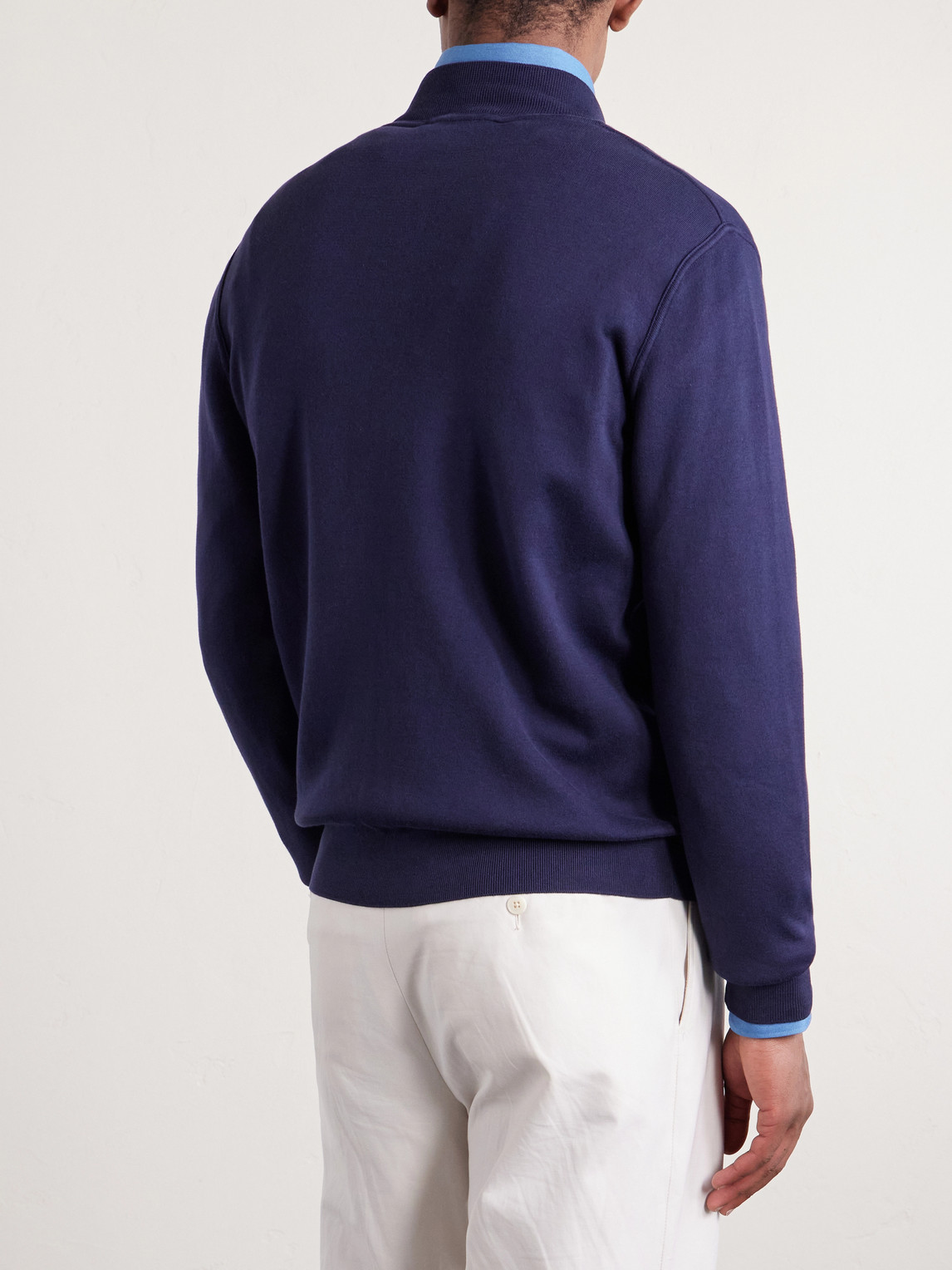  Thom Sweeney - Zip-up Cotton Sweater - Men - Blue - S 
