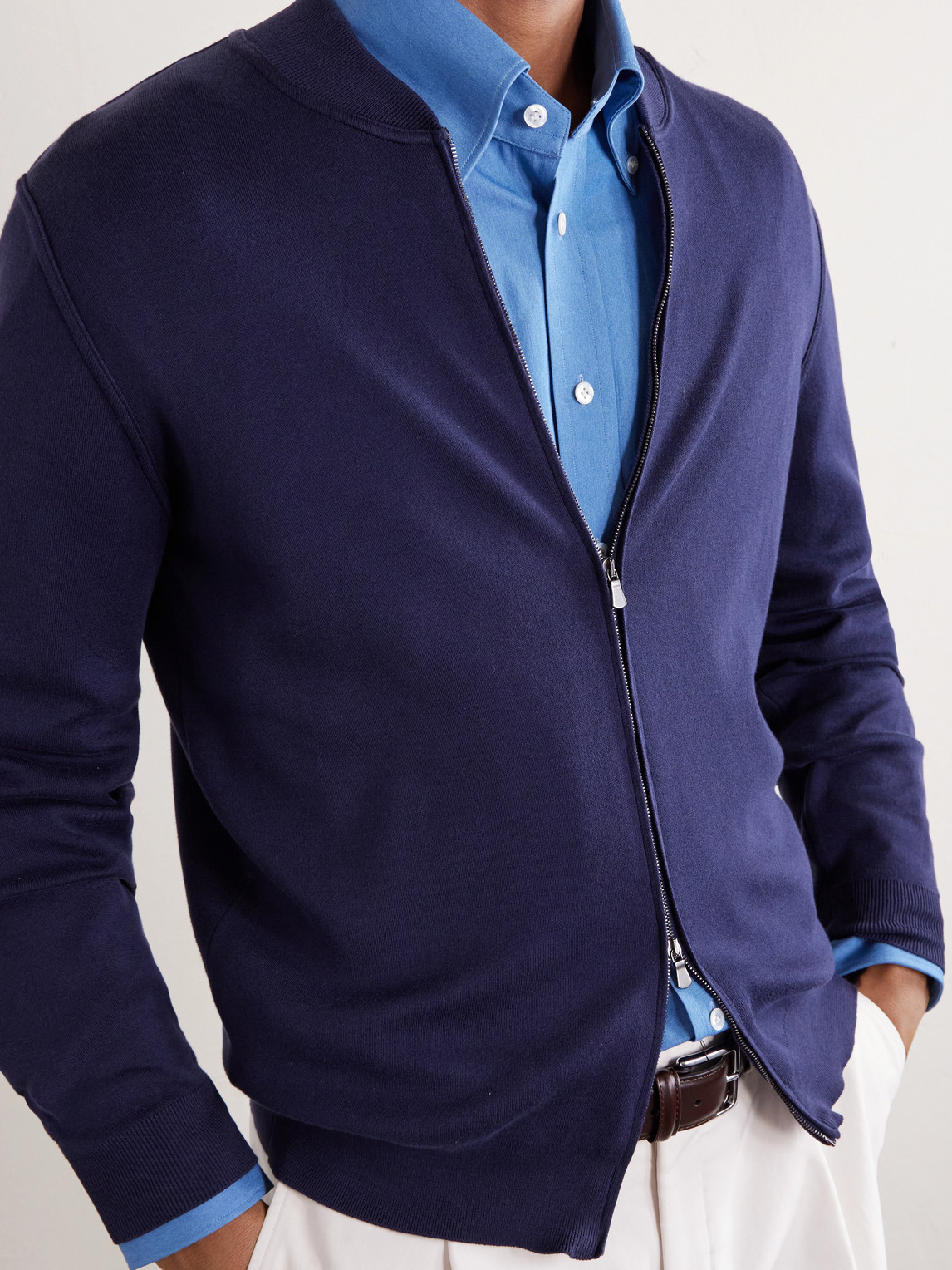 Zip-Up Cotton Sweater