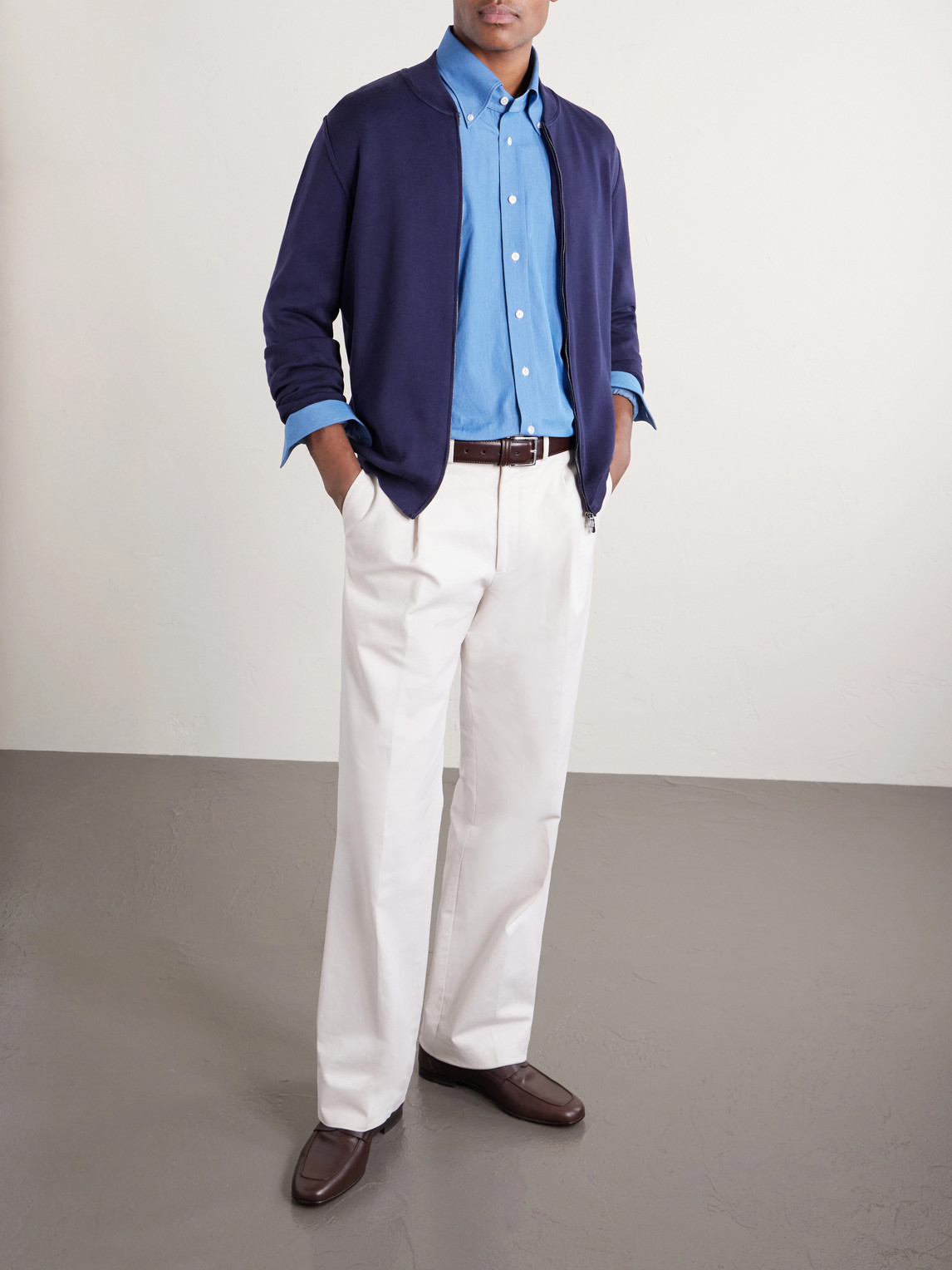 Zip-Up Cotton Sweater