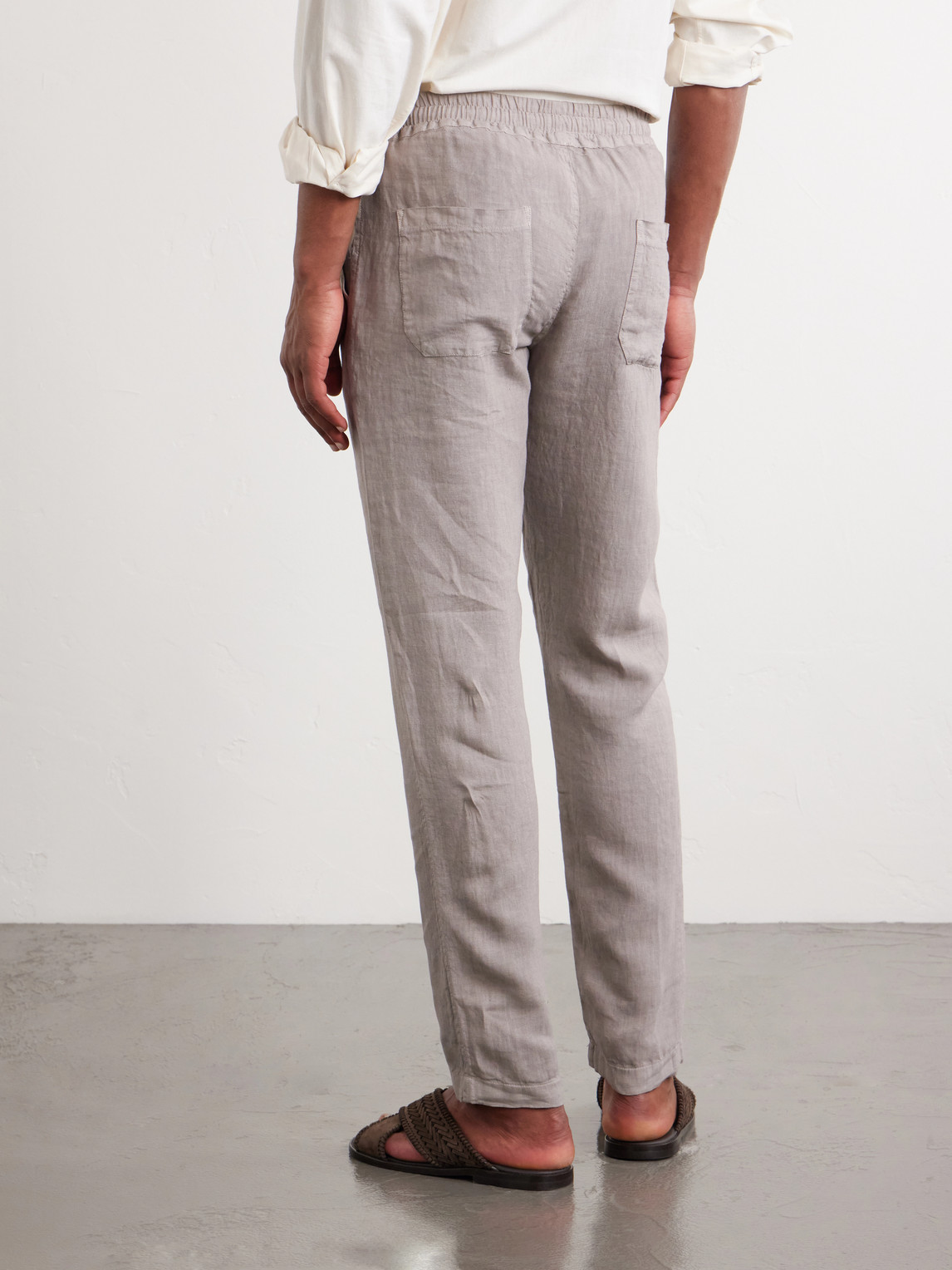 Straight-Leg Linen Drawstring Trousers