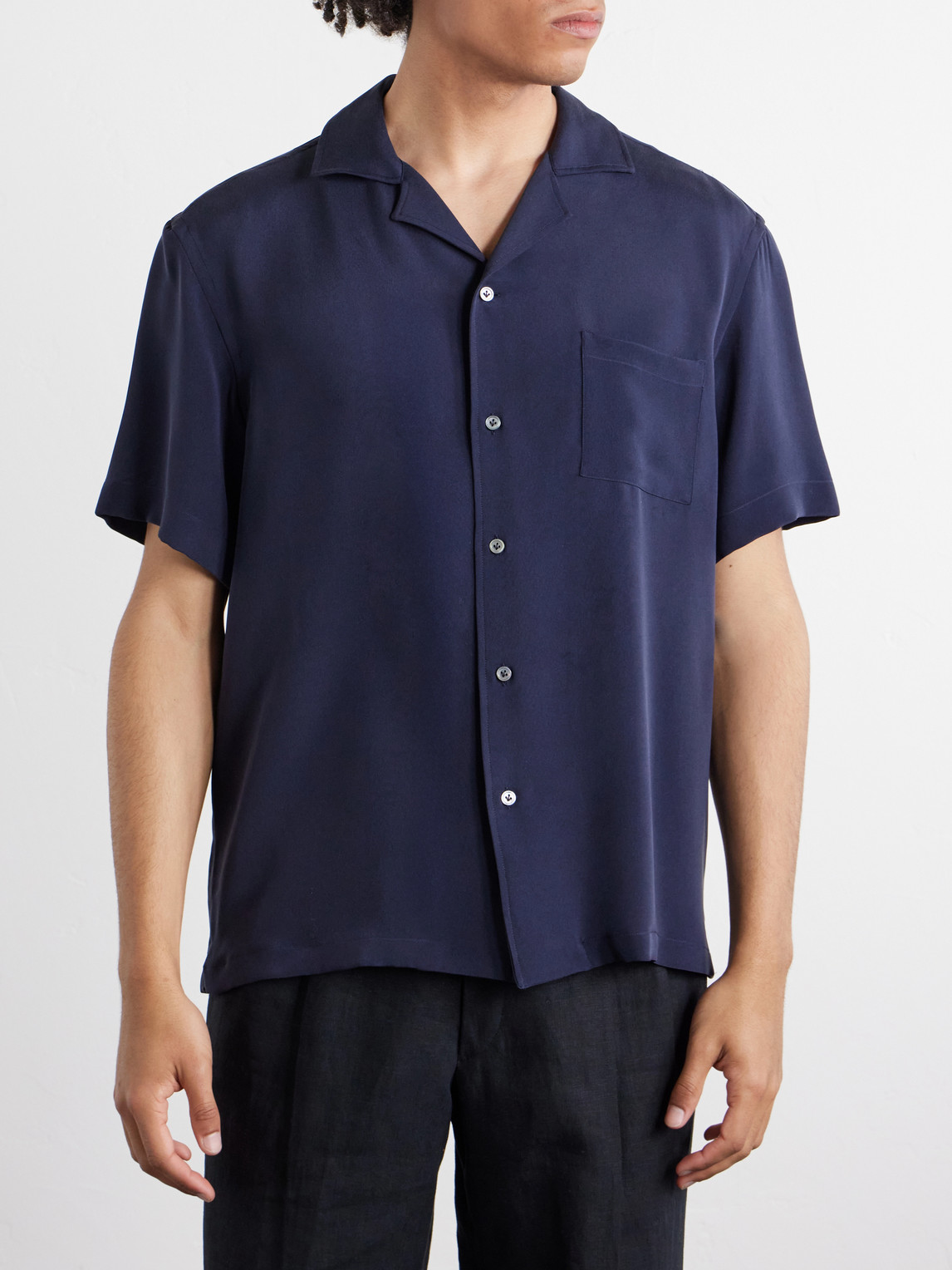 Camp-Collar Silk Shirt