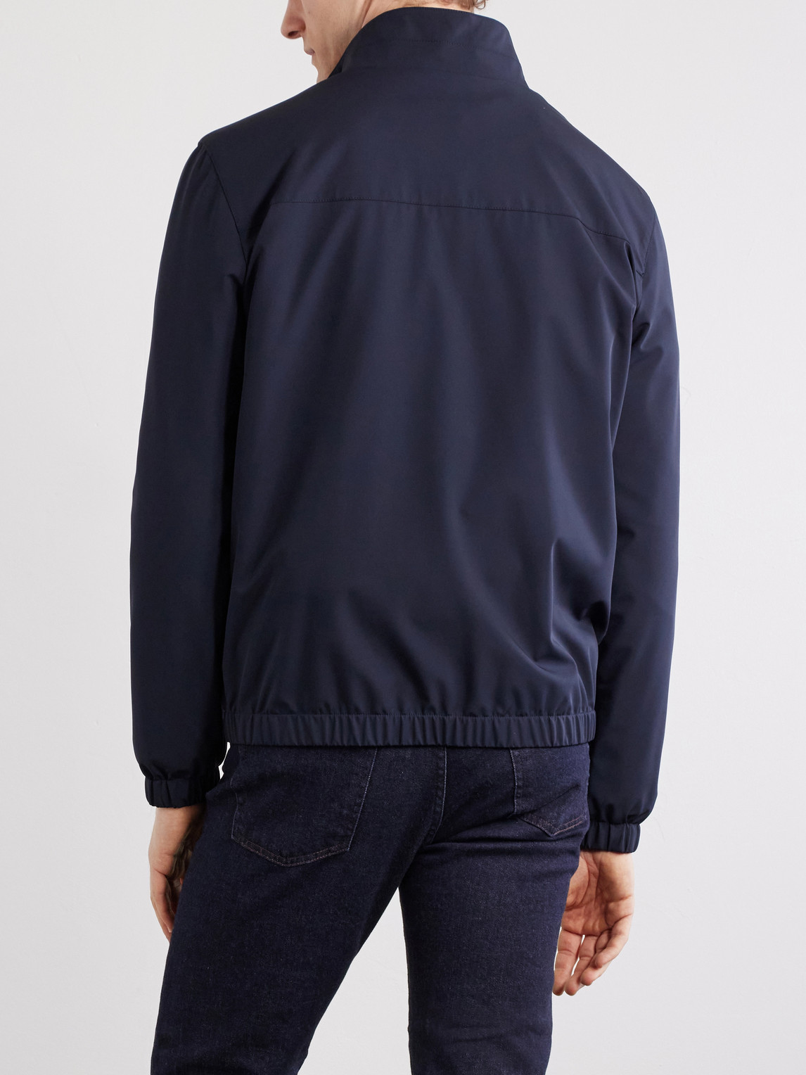 Thom Sweeney Shell Bomber Jacket In Blue