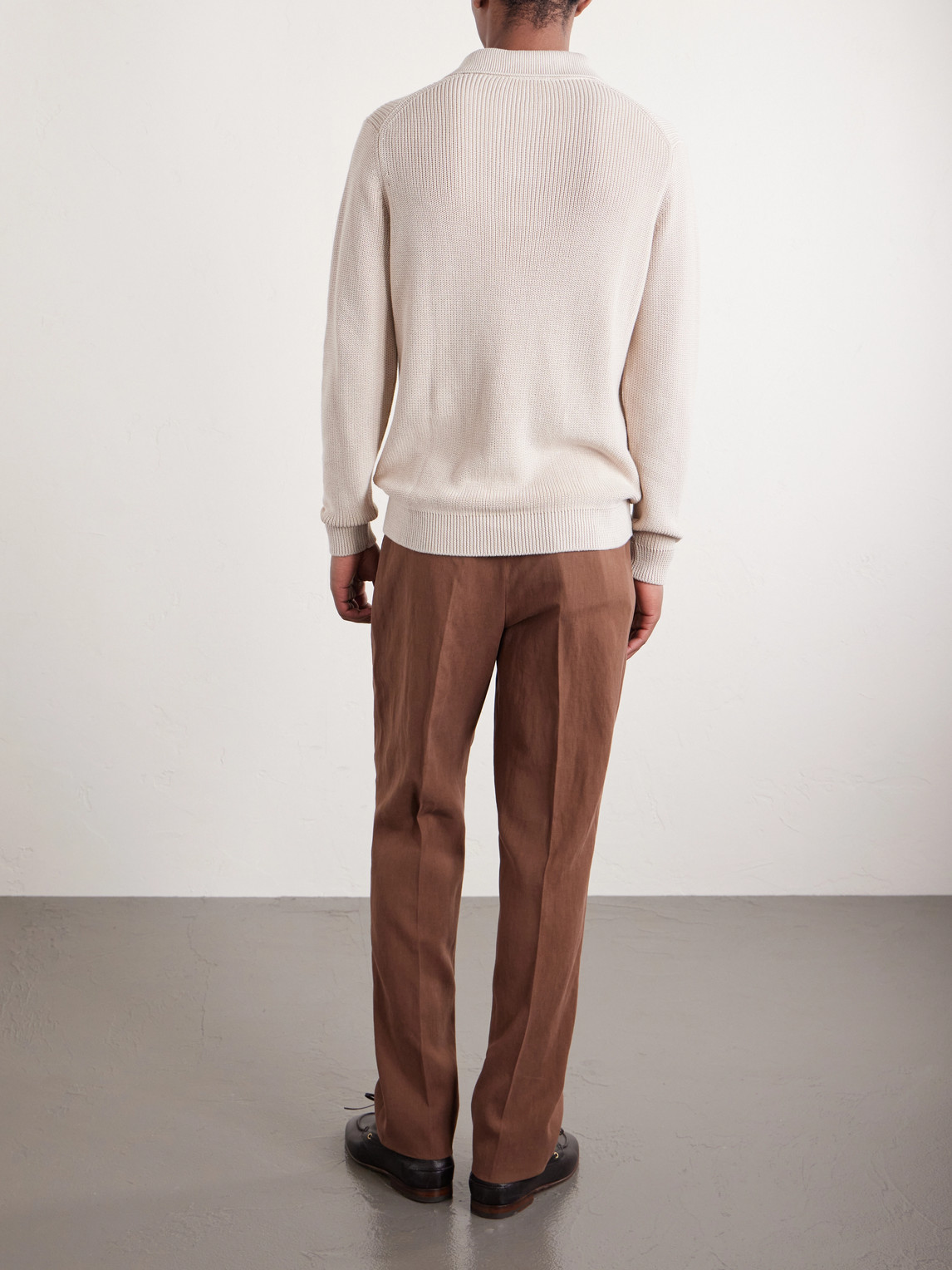  Thom Sweeney - Cotton Long Sleeve Polo - Men - Neutrals - S 