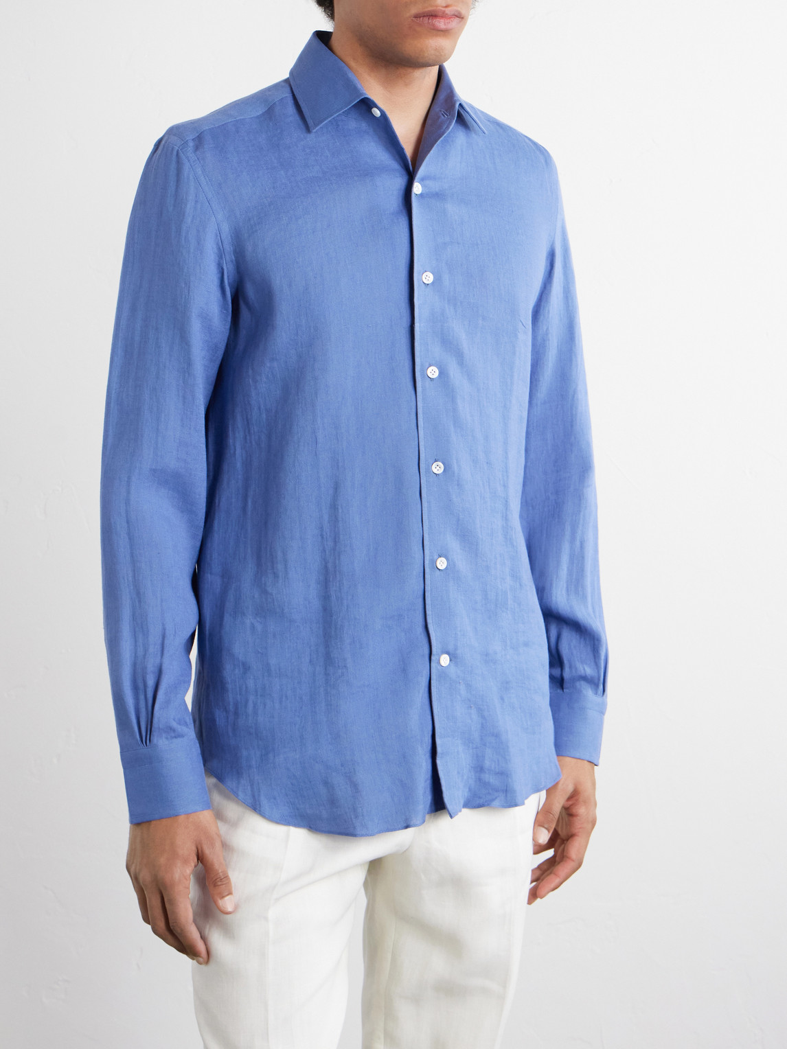  Thom Sweeney - Linen Shirt - Men - Blue - Uk/us 15 