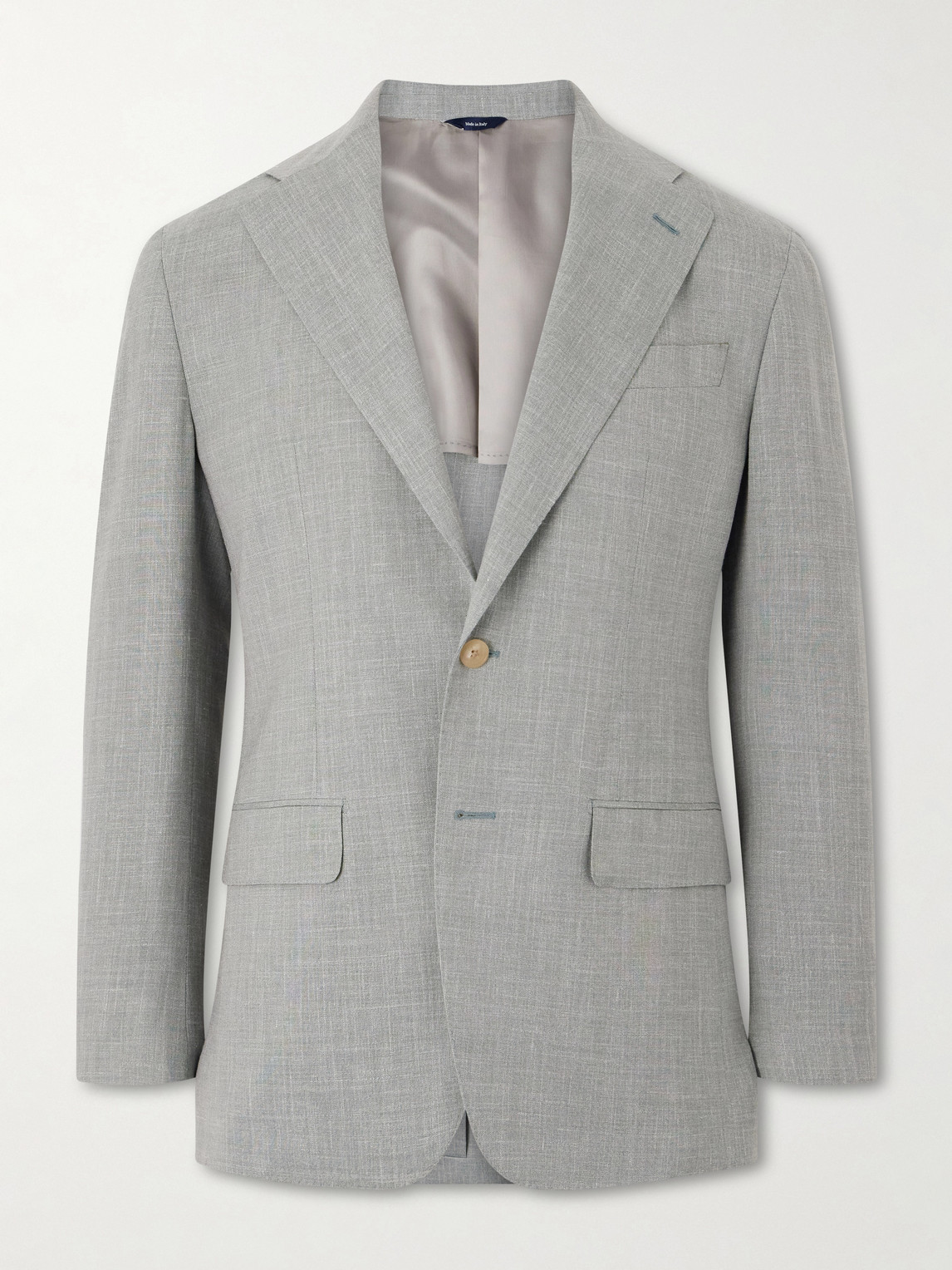 Thom Sweeney Wool, Silk And Linen-blend Blazer In Green