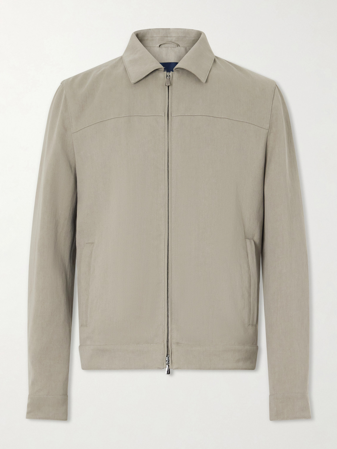 Thom Sweeney Linen Bomber Jacket In Brown